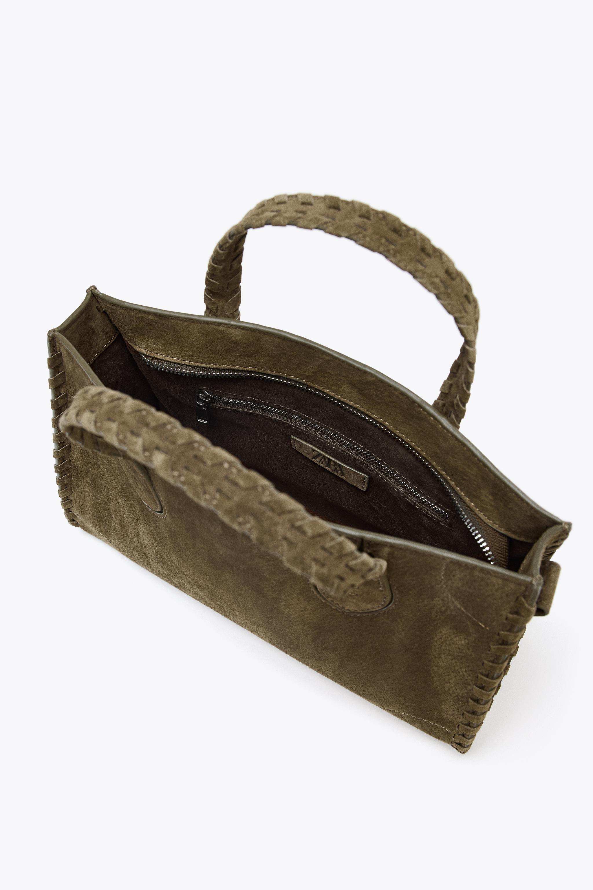 BRAIDED SPLIT LEATHER CITY BAG