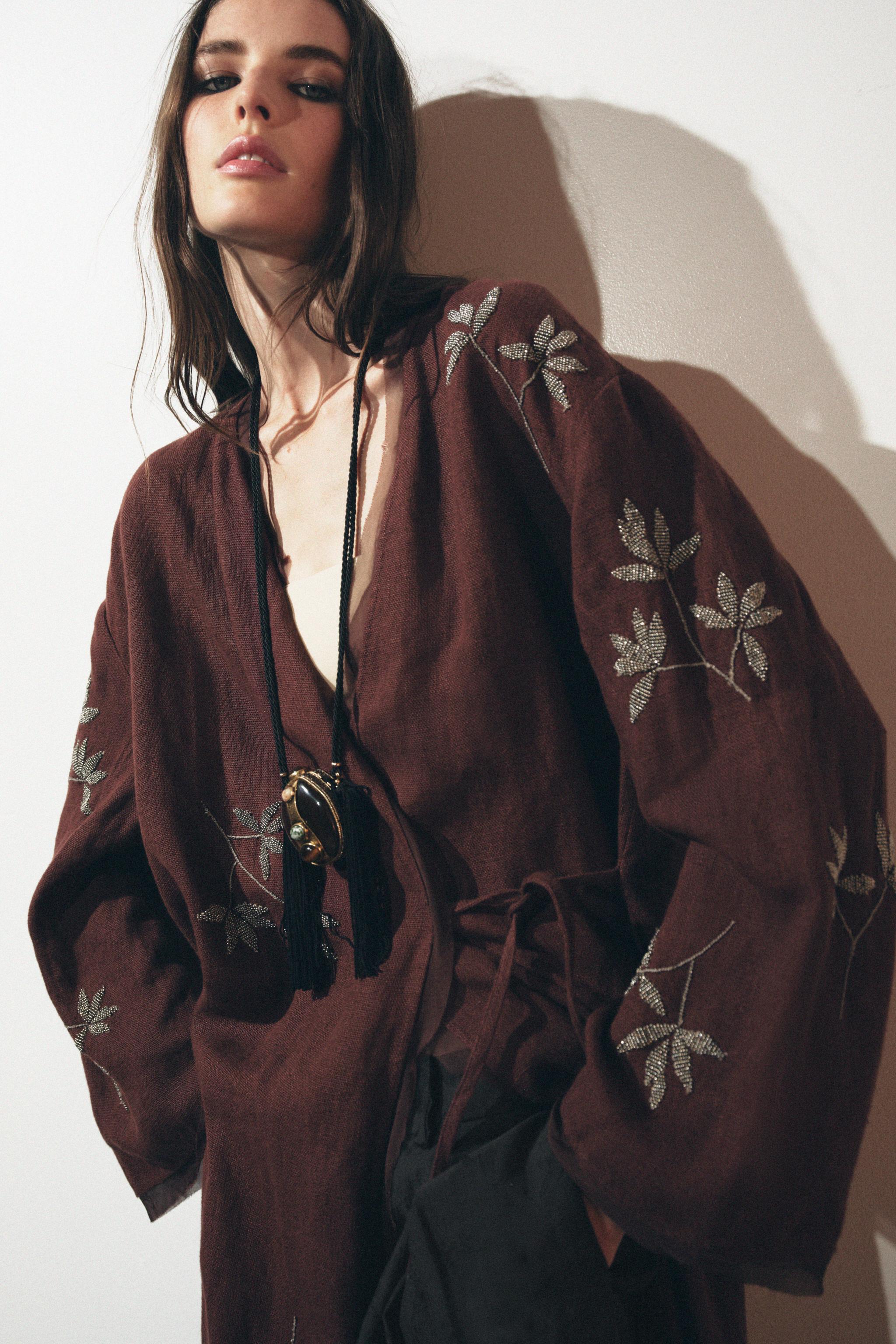 EMBROIDERED LINEN KIMONO ZW COLLECTION