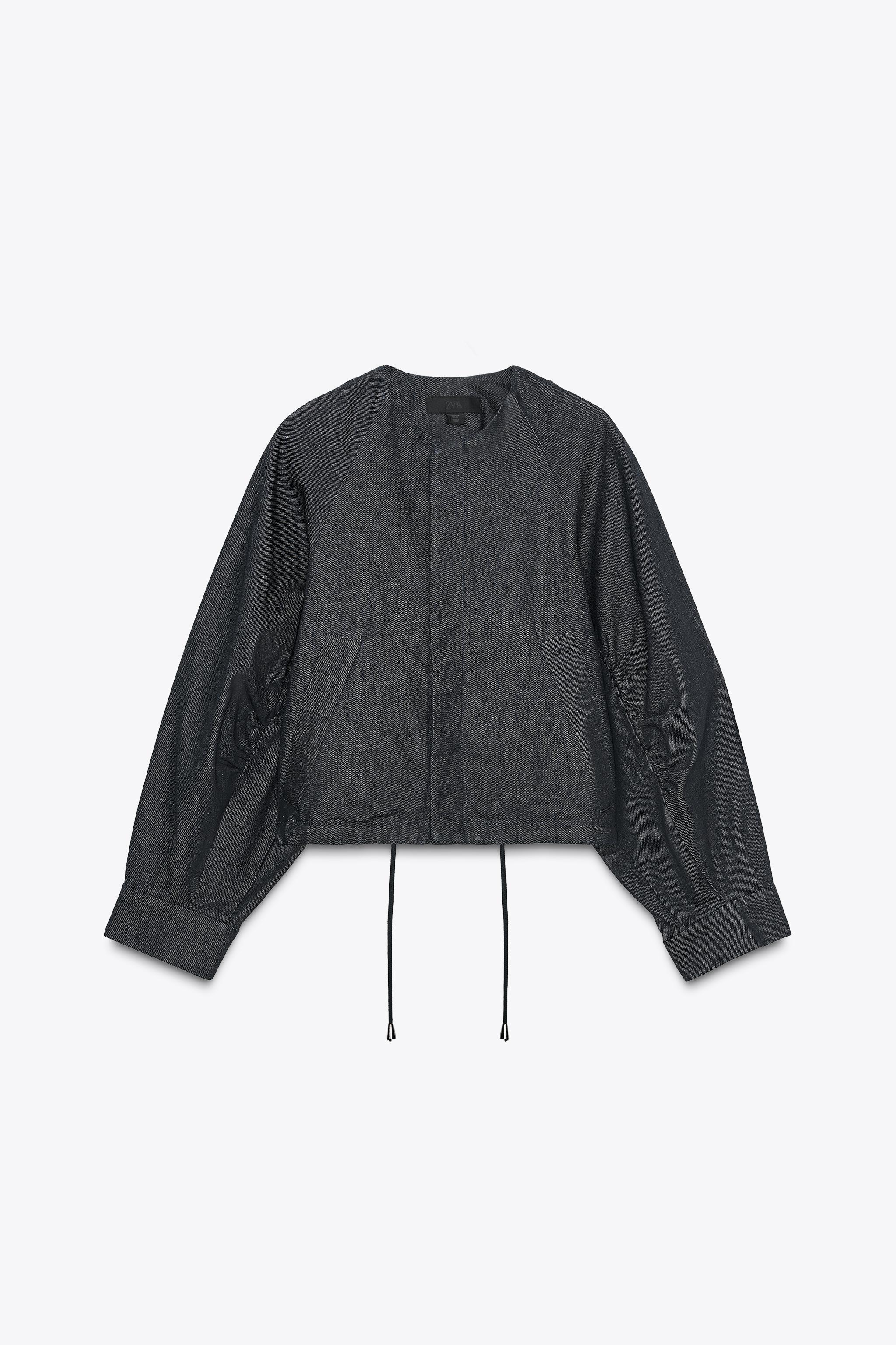 ZW COLLECTION DENIM PUFFER BOMBER JACKET