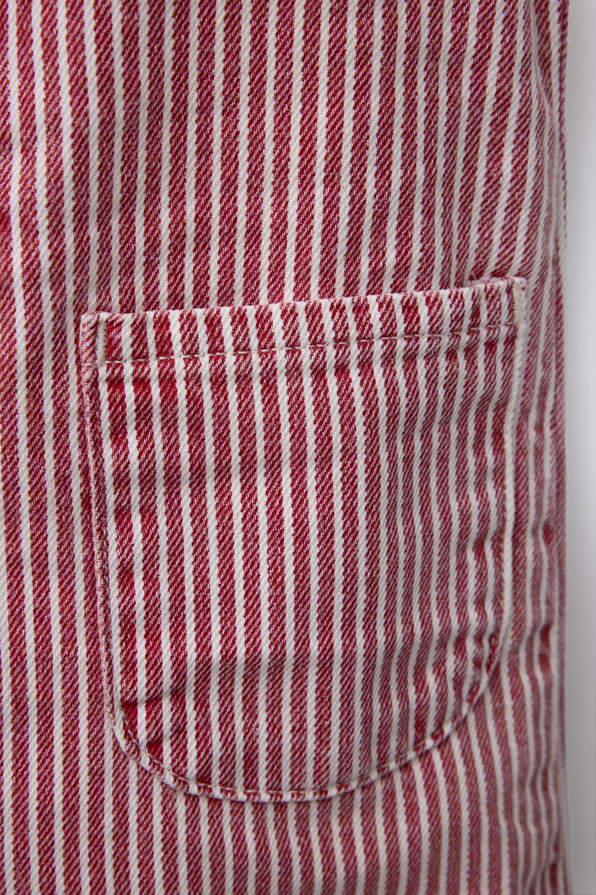 STRIPED TWILL LONG OVERALLS