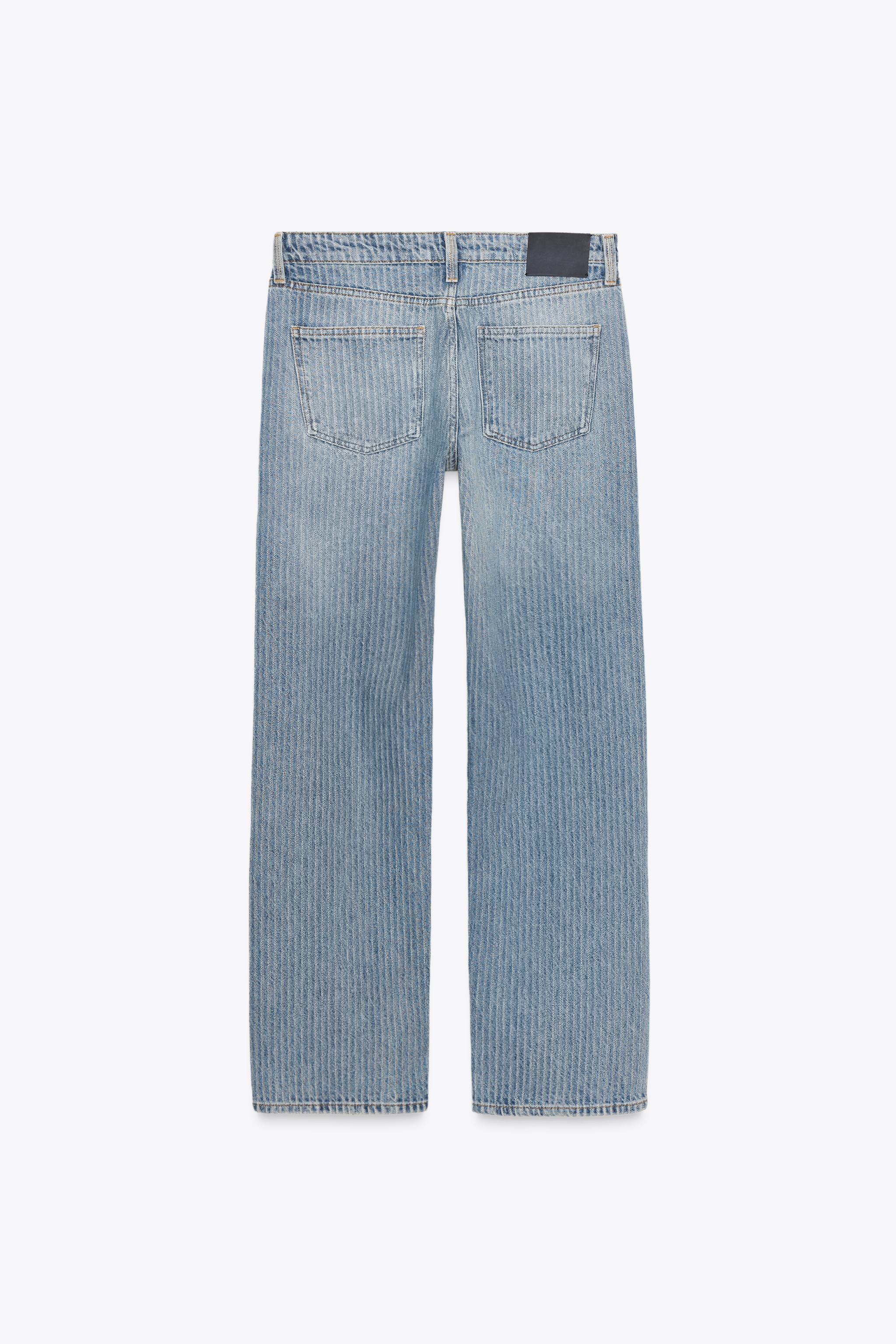 ZW COLLECTION MID-RISE STRAIGHT LEG STRIPE JEANS