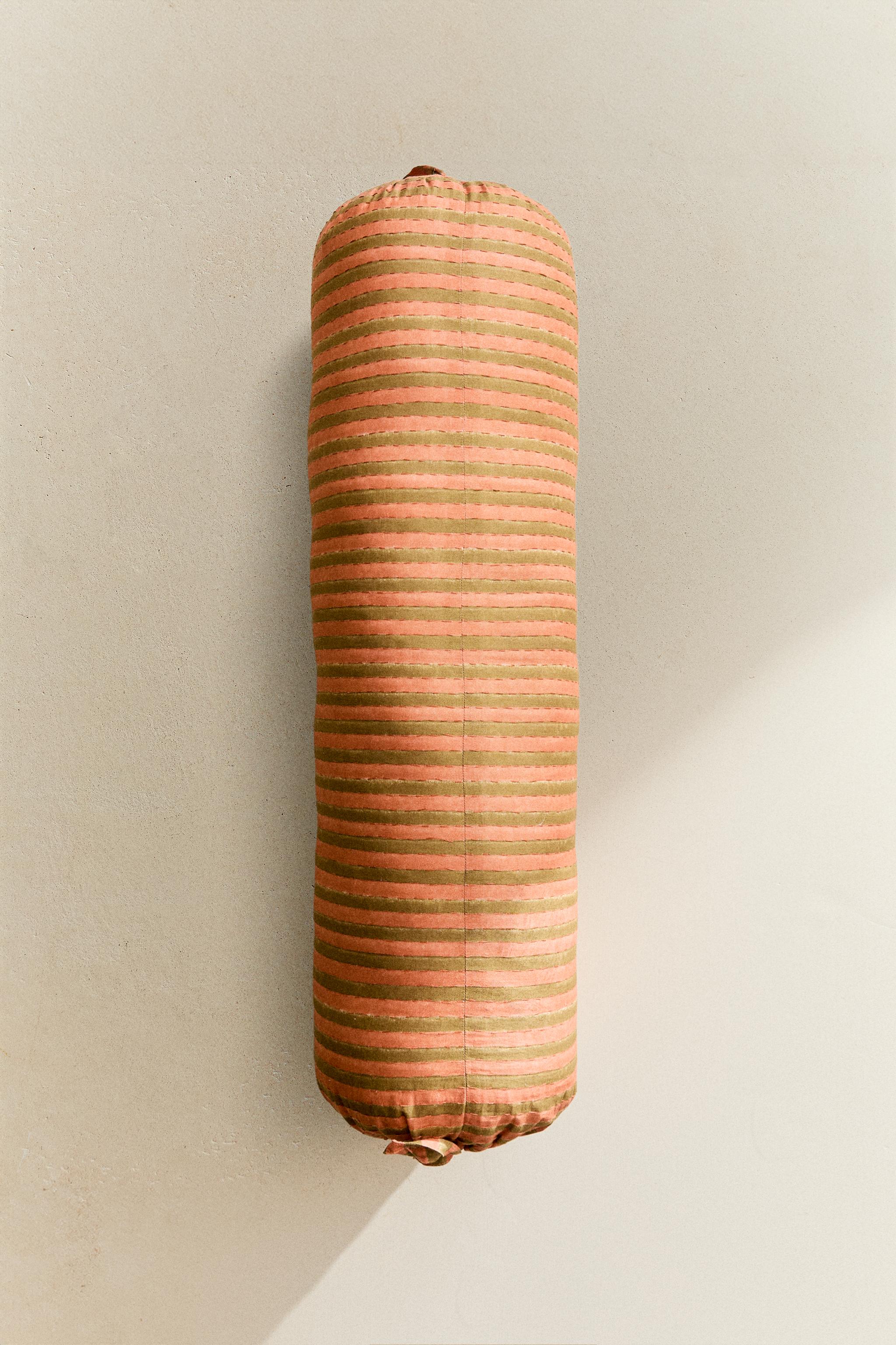 STRIPED CYLINDRICAL CUSHION