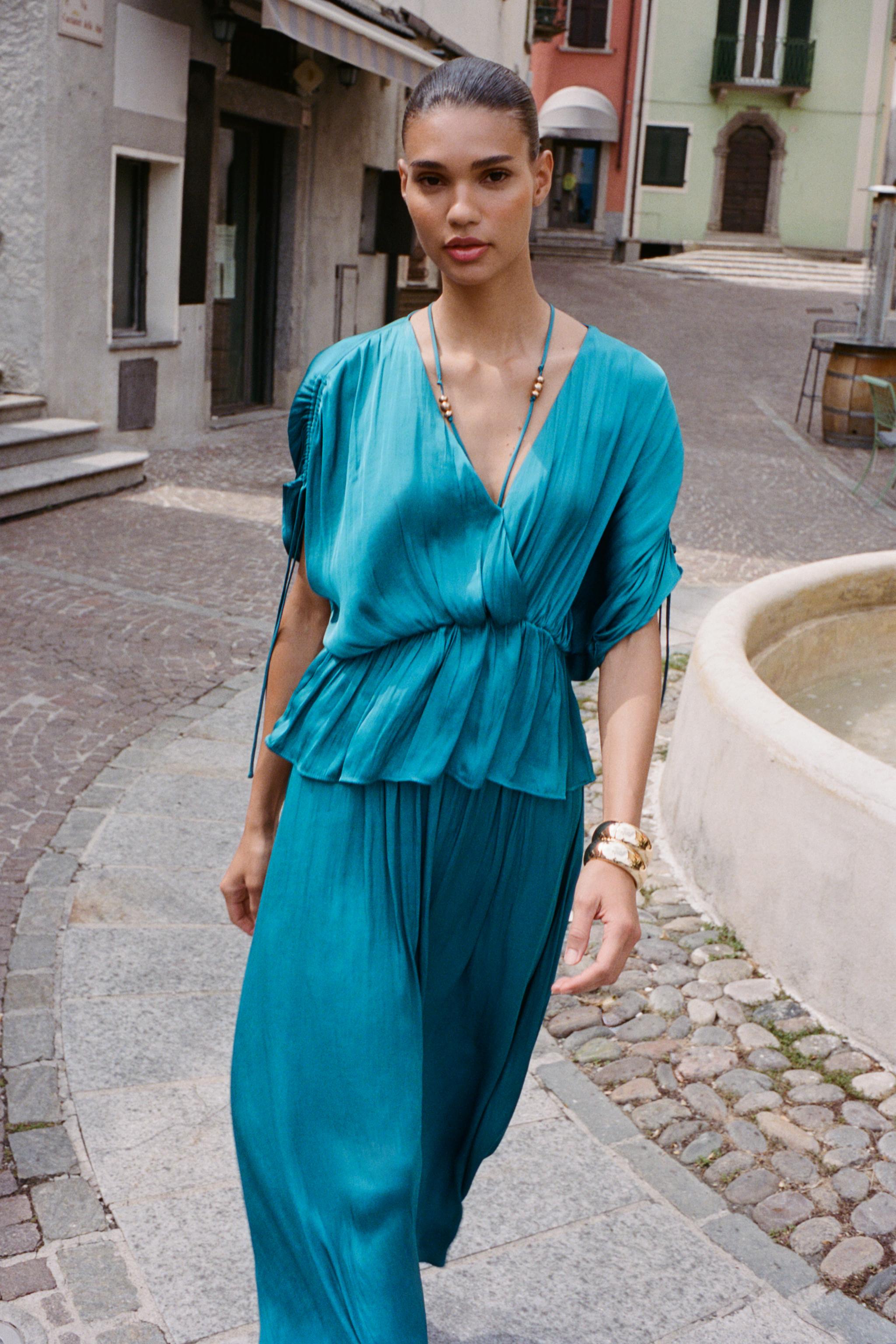 RUCHED SATIN EFFECT BLOUSE