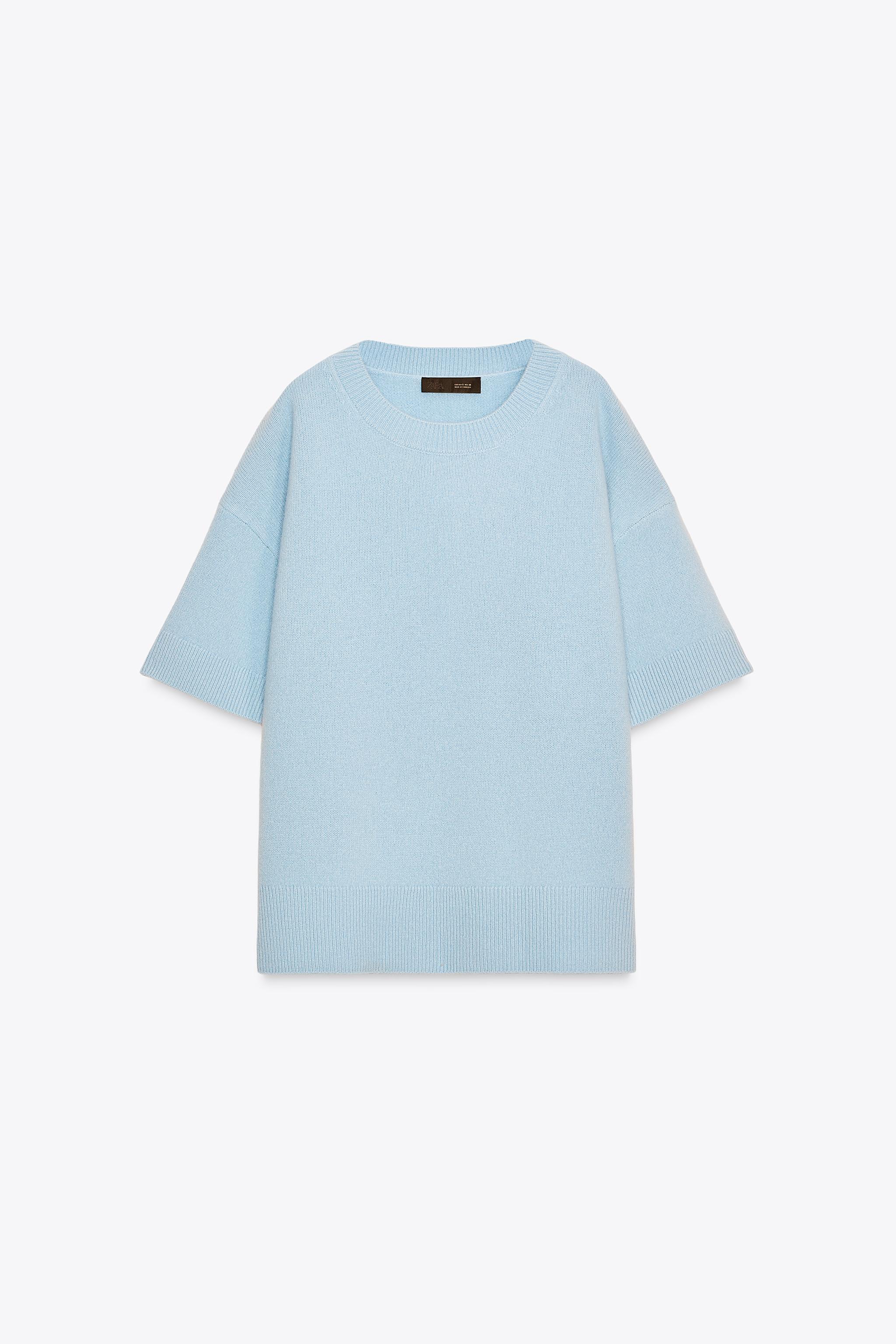 100% WOOL KNIT BASIC SHORT SLEEVE SWEATER