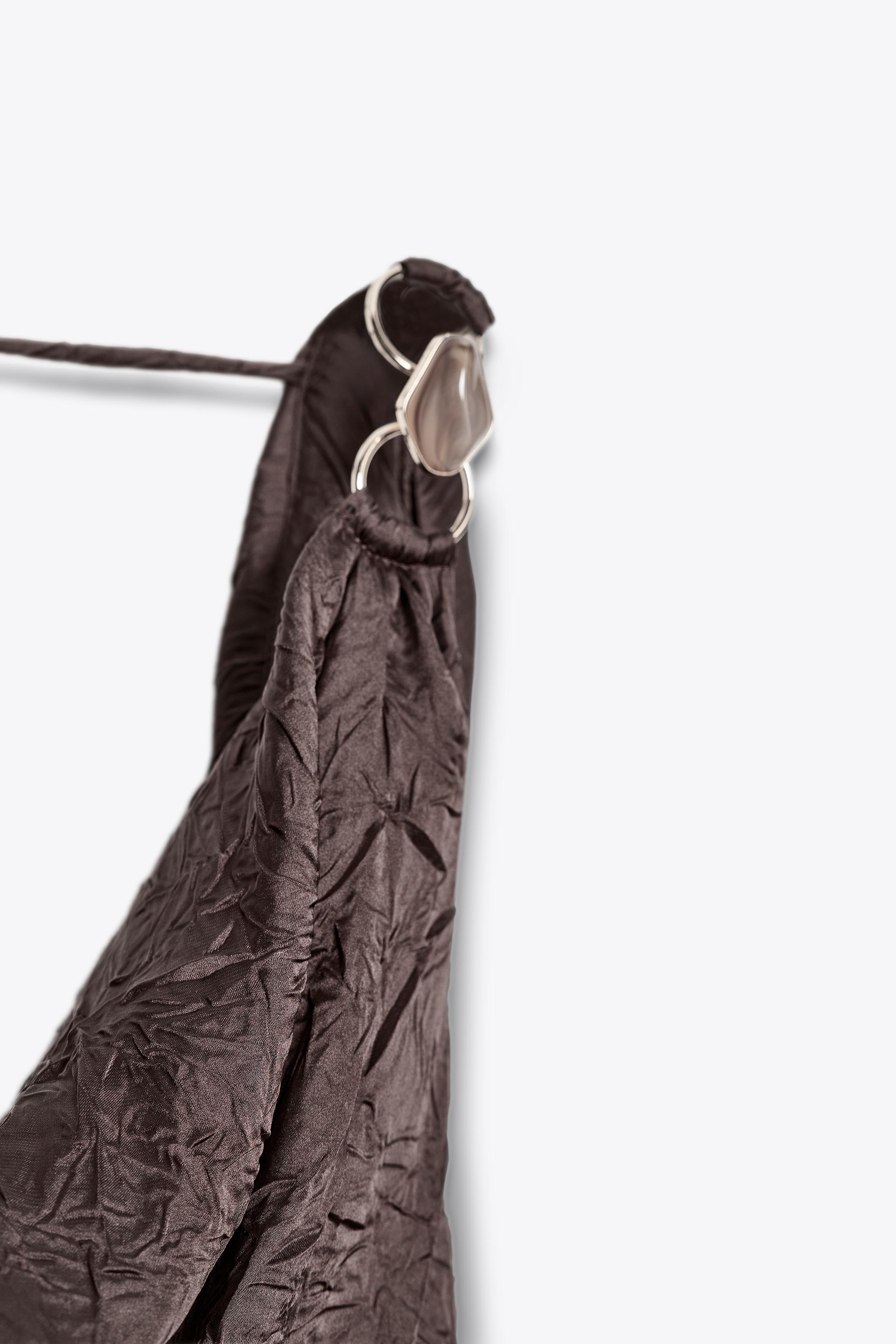 WRINKLED EFFECT SATIN MIDI DRESS