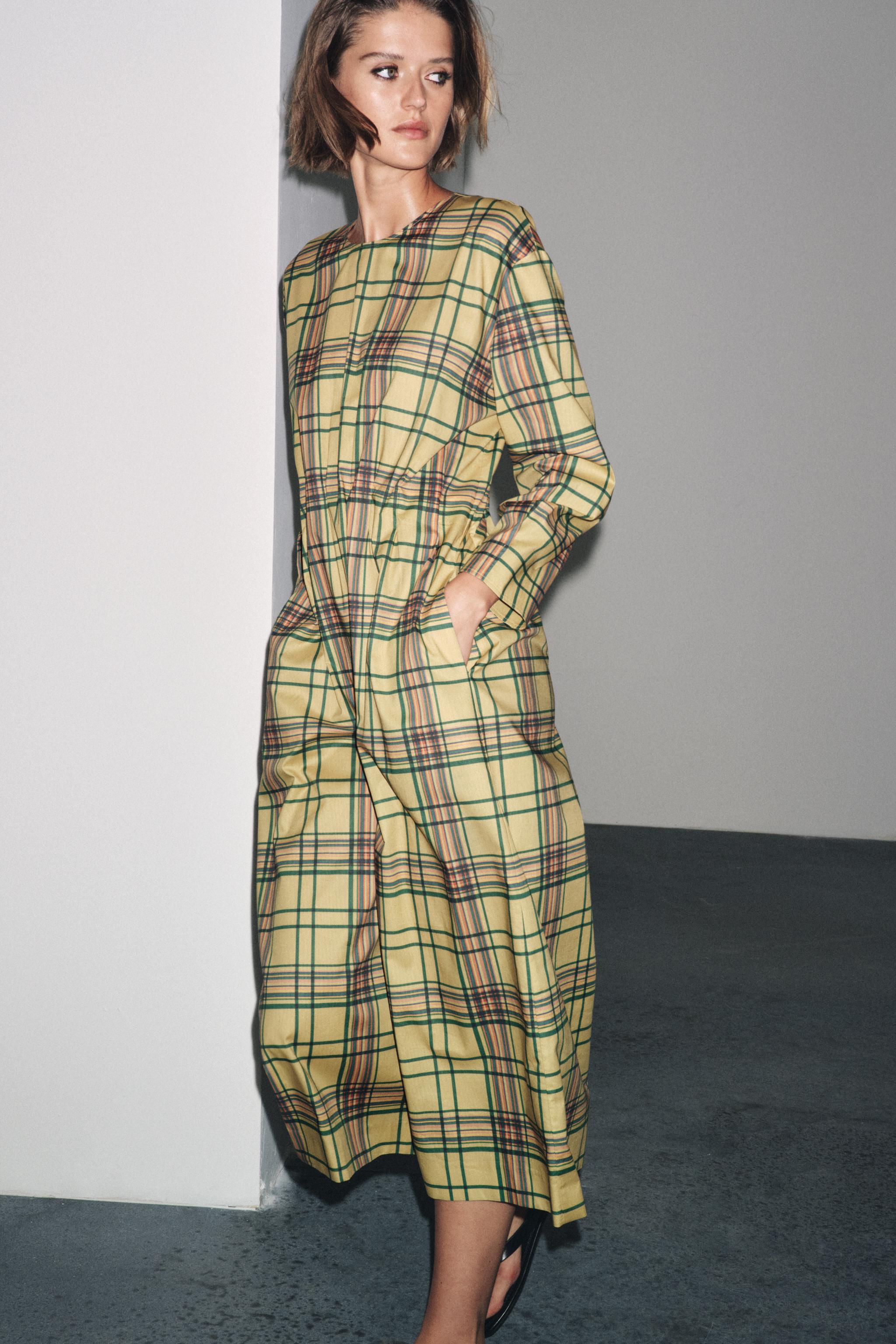 ZW COLLECTION PLAID MIDI DRESS