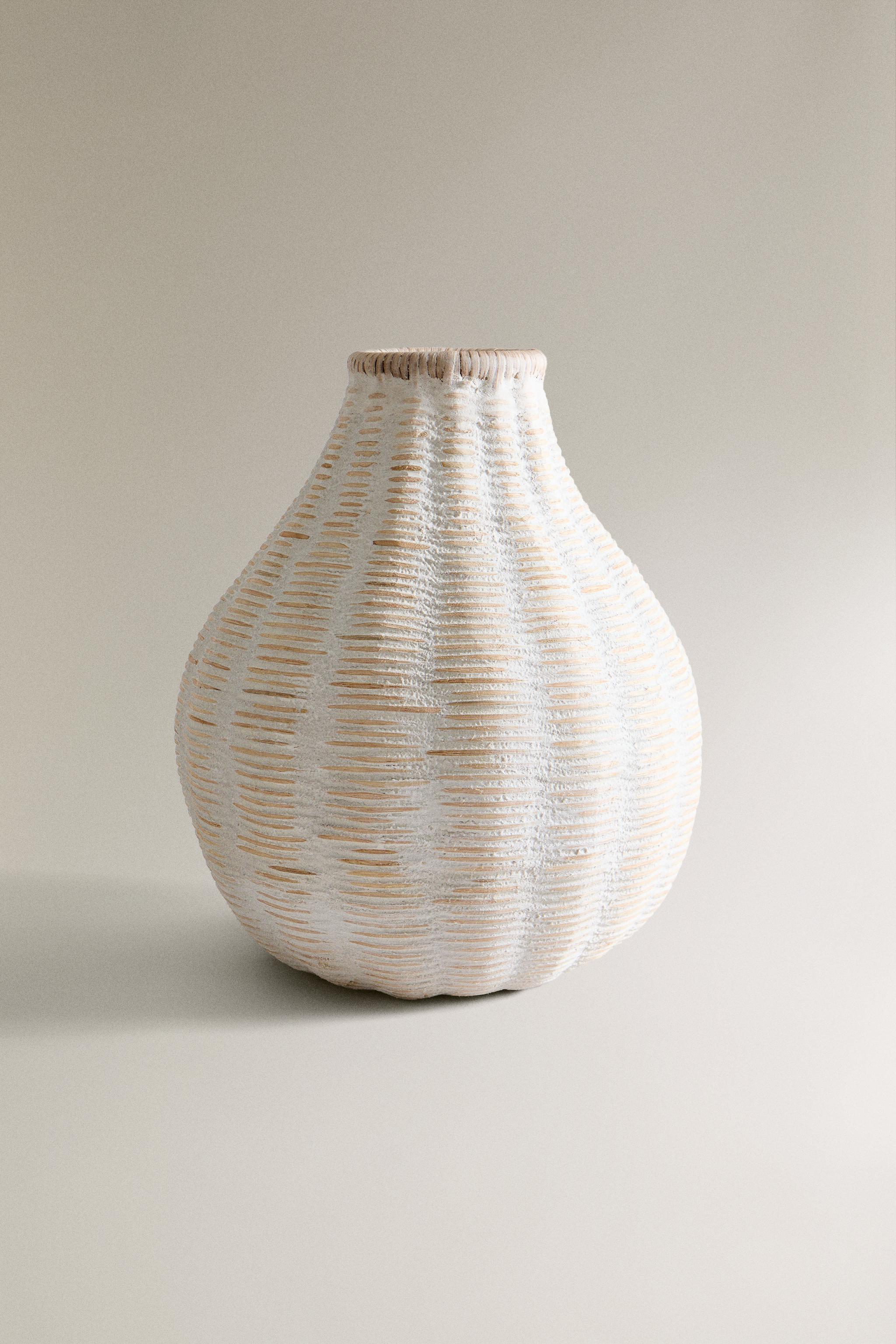 TALL MICROCEMENT BASKET VASE