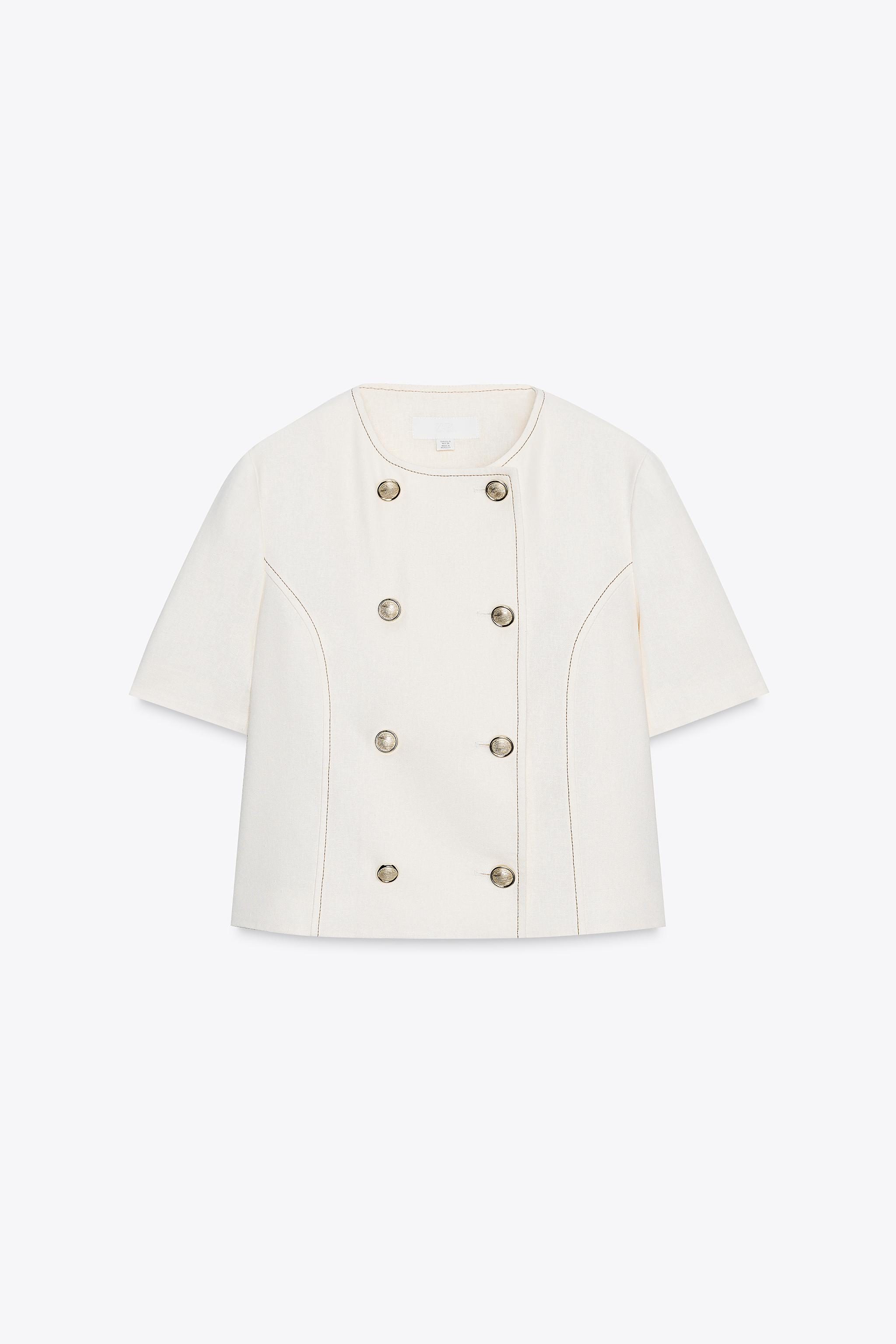 SHORT SLEEVE BLAZER WITH LINEN