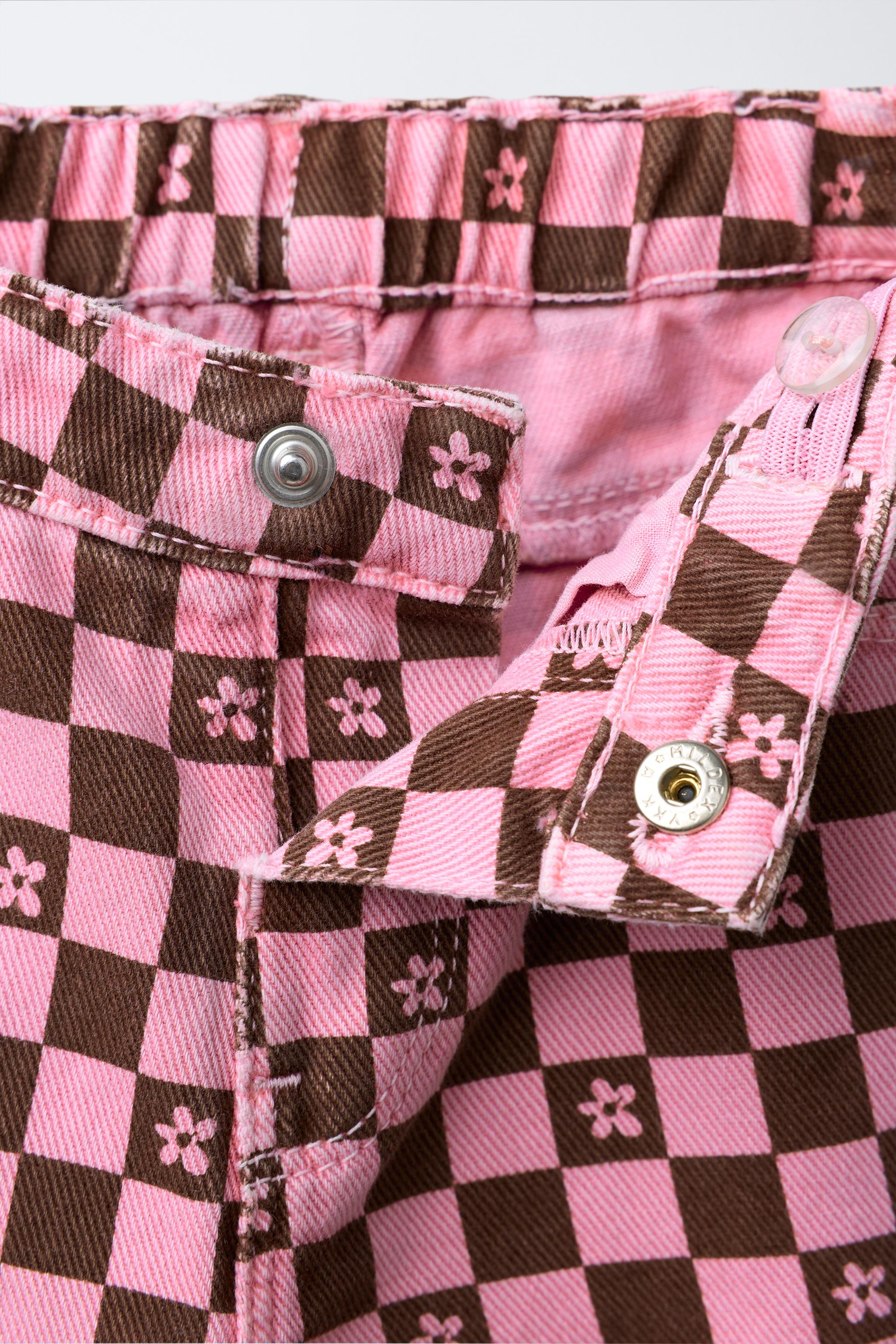 CHECKERBOARD PLAID TWILL PANTS