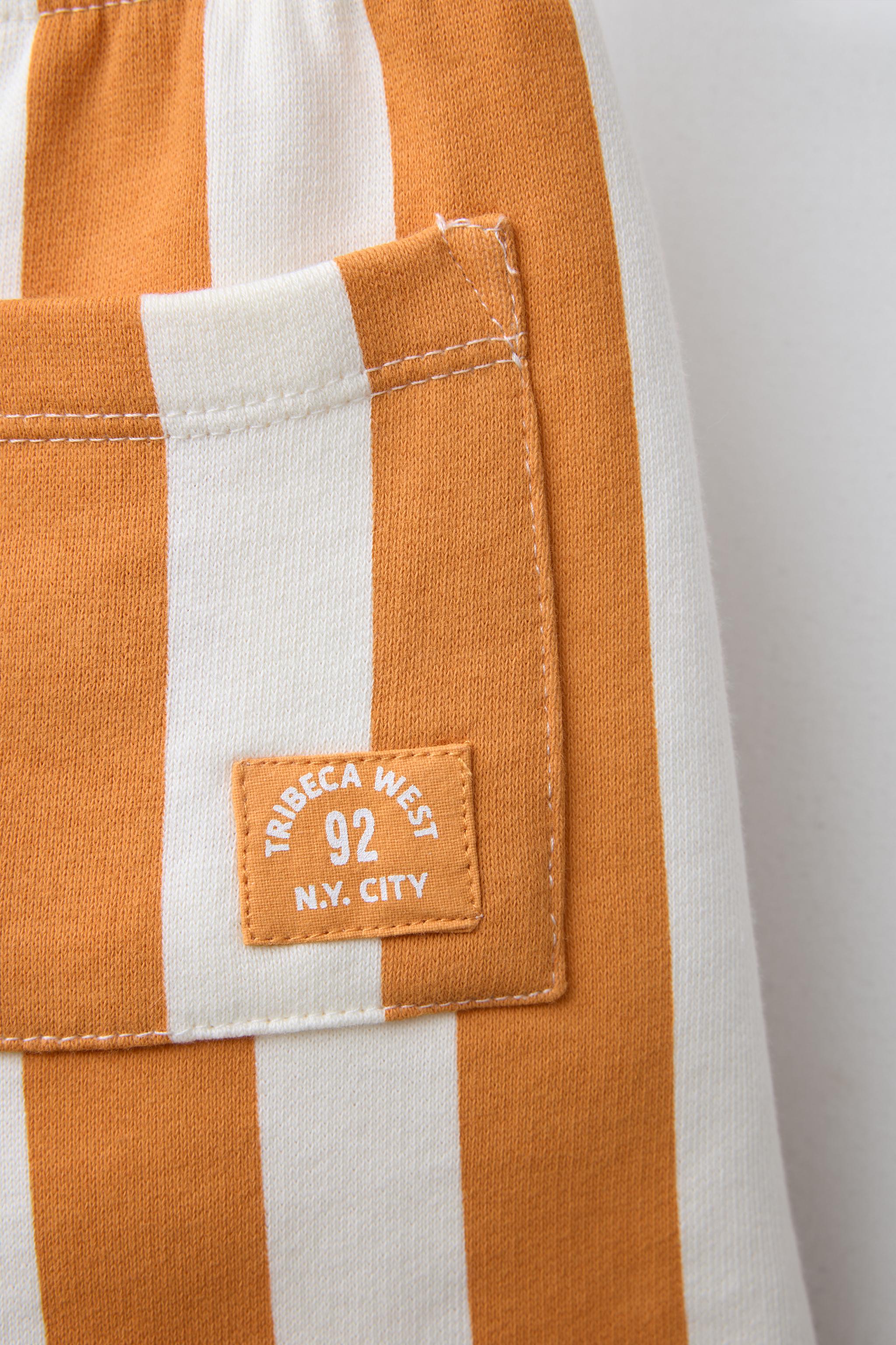 STRIPED STRAIGHT PLUSH SHORTS