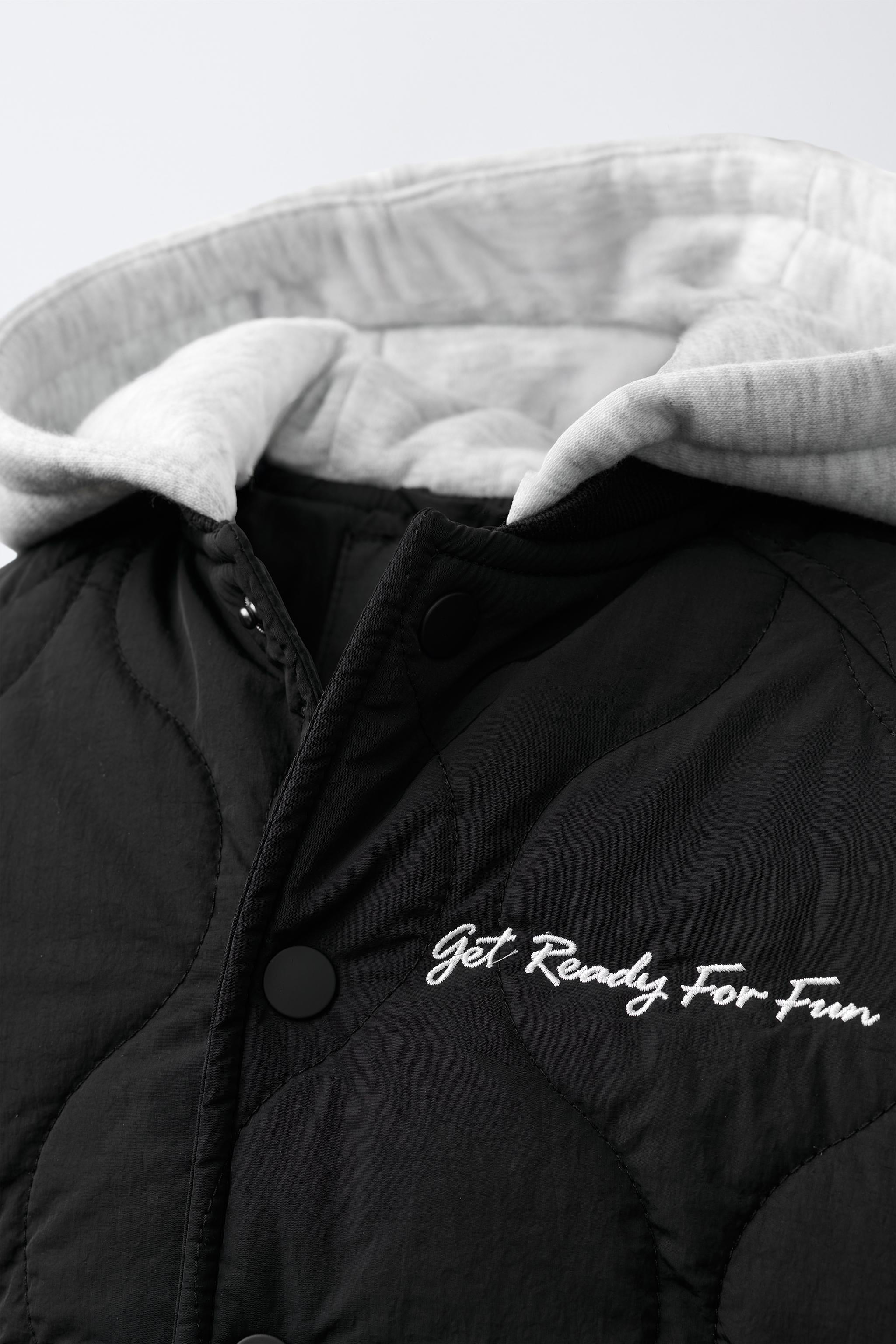 WATER REPELLENT HOODED PADDED BOMBER JACKET