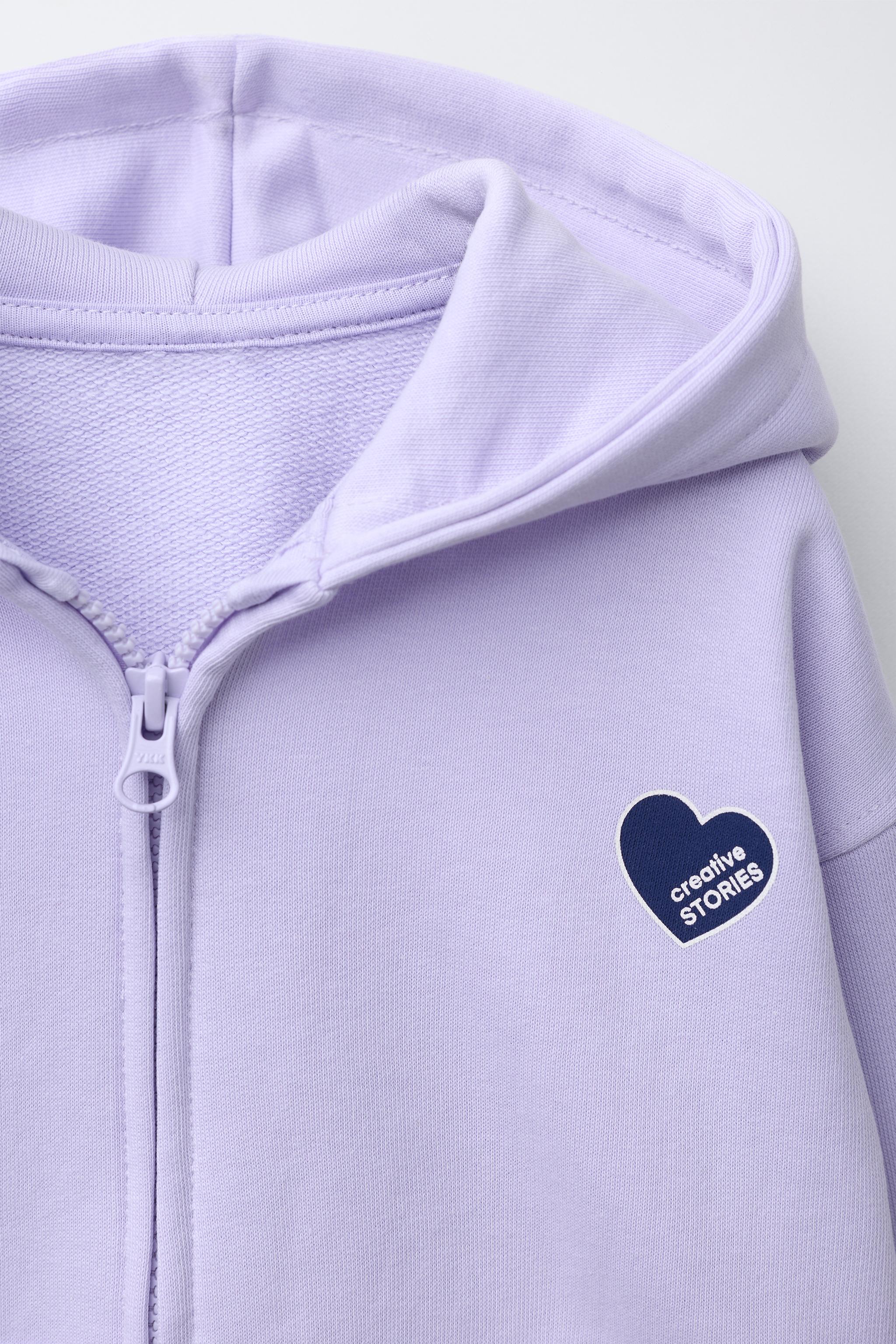 HEART PRINT ZIP-UP SWEATSHIRT