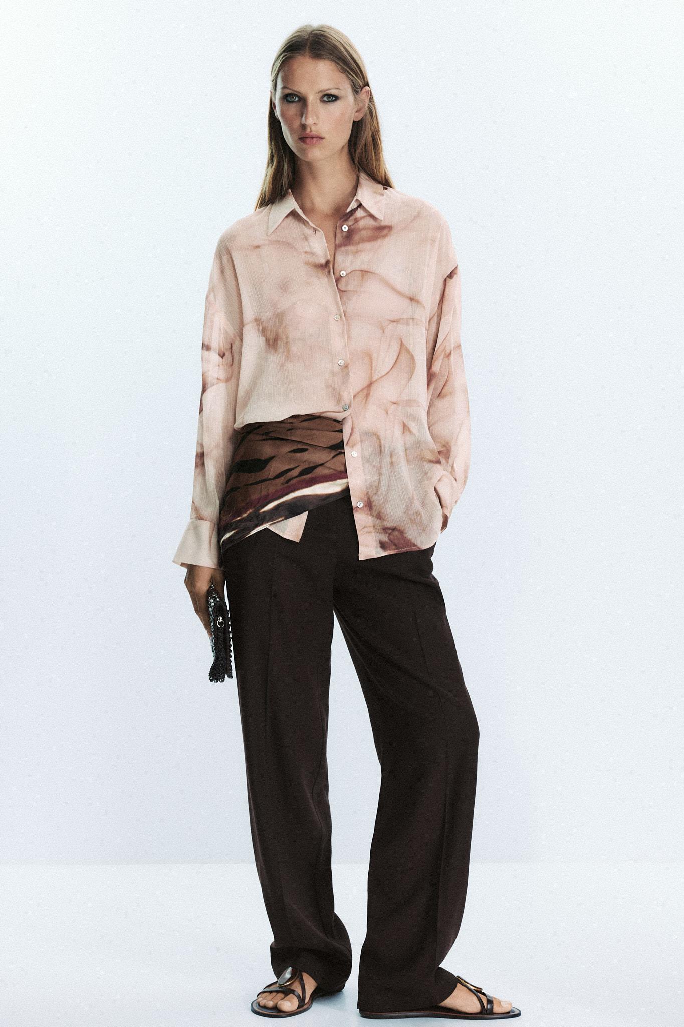 TIE-DYE PRINT COTTON GAUZE BLOUSE