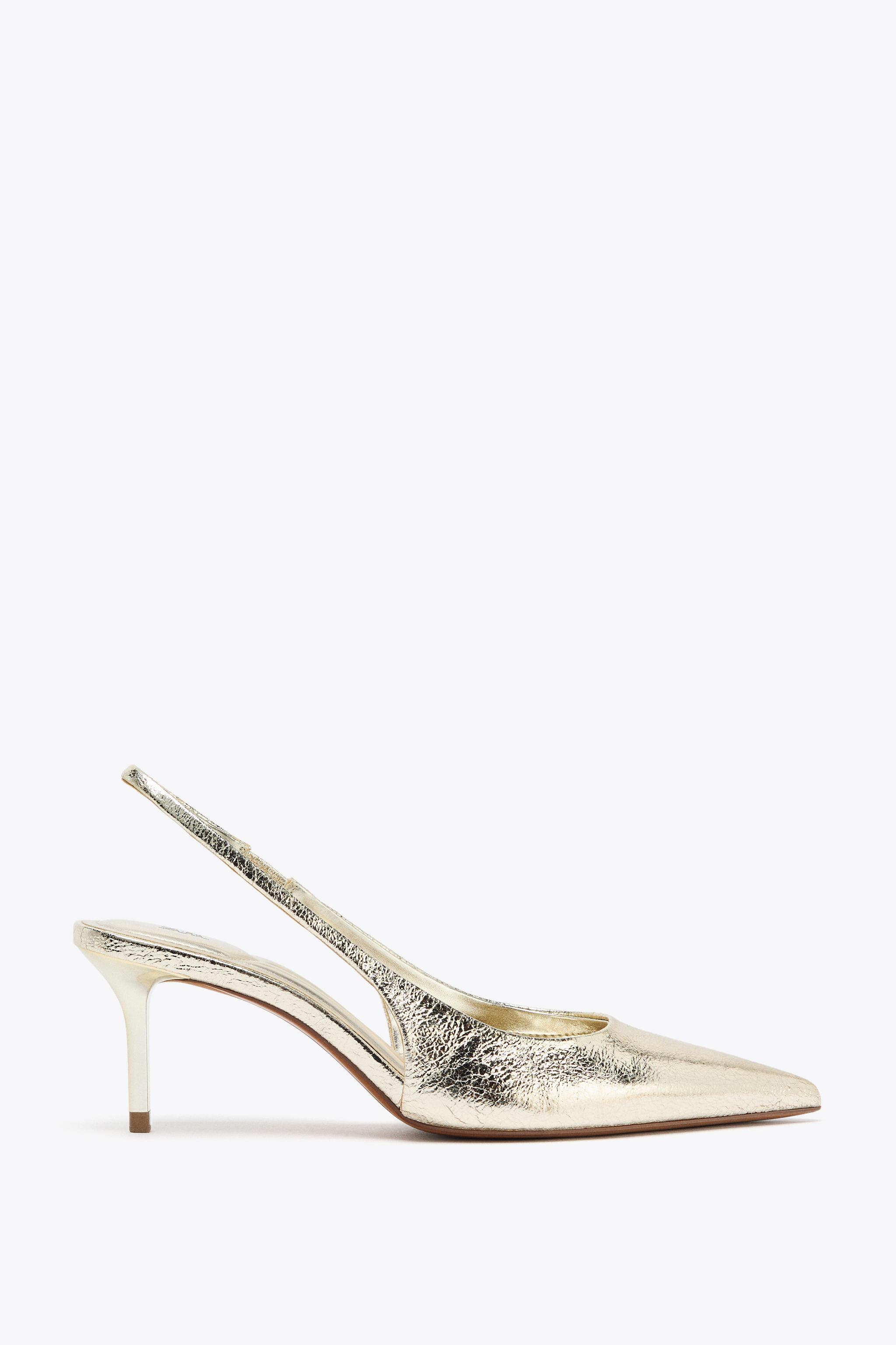 METALLIC EFFECT SLINGBACK HEELS