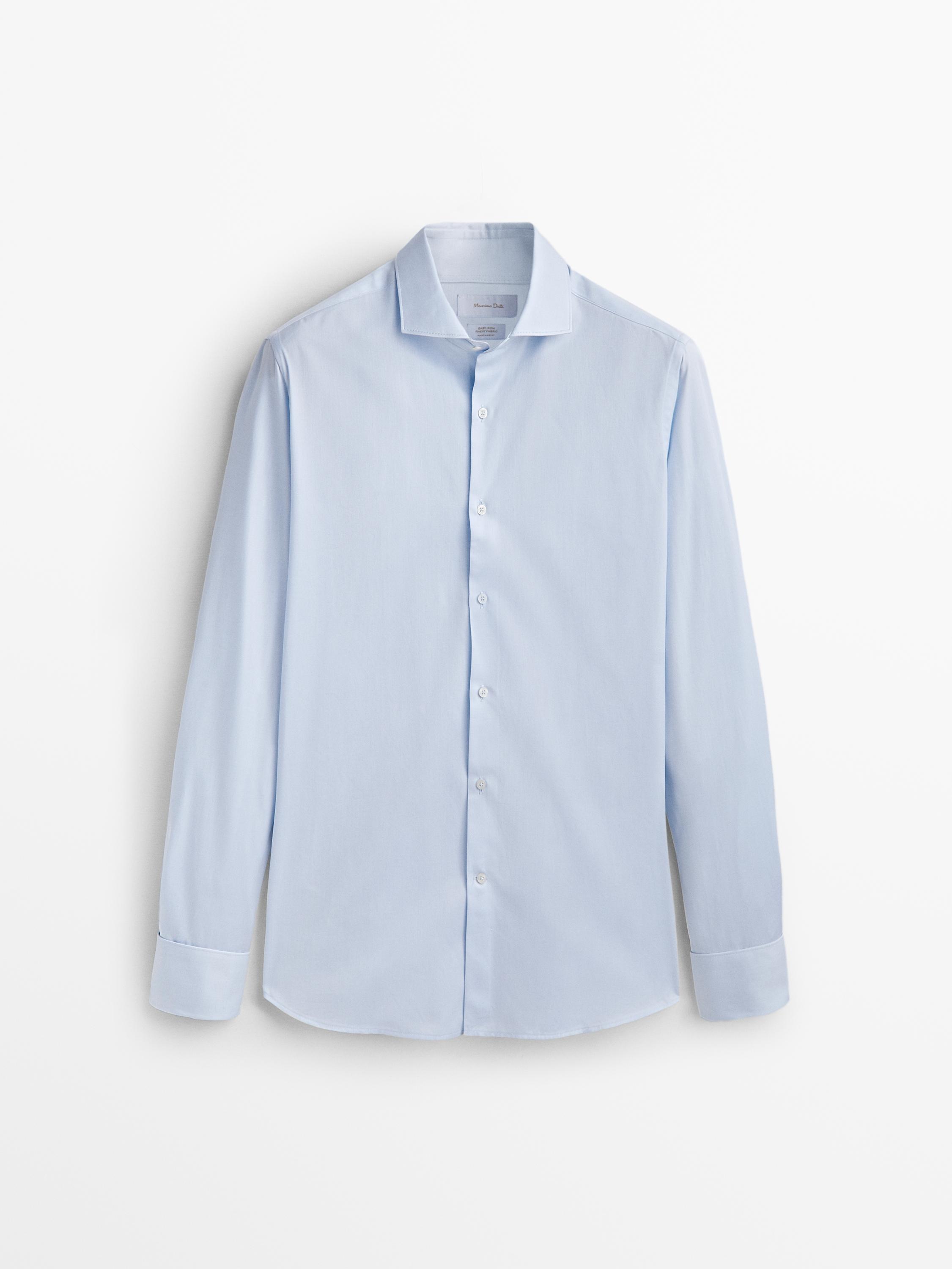 Slim fit cotton shirt with double cuffs