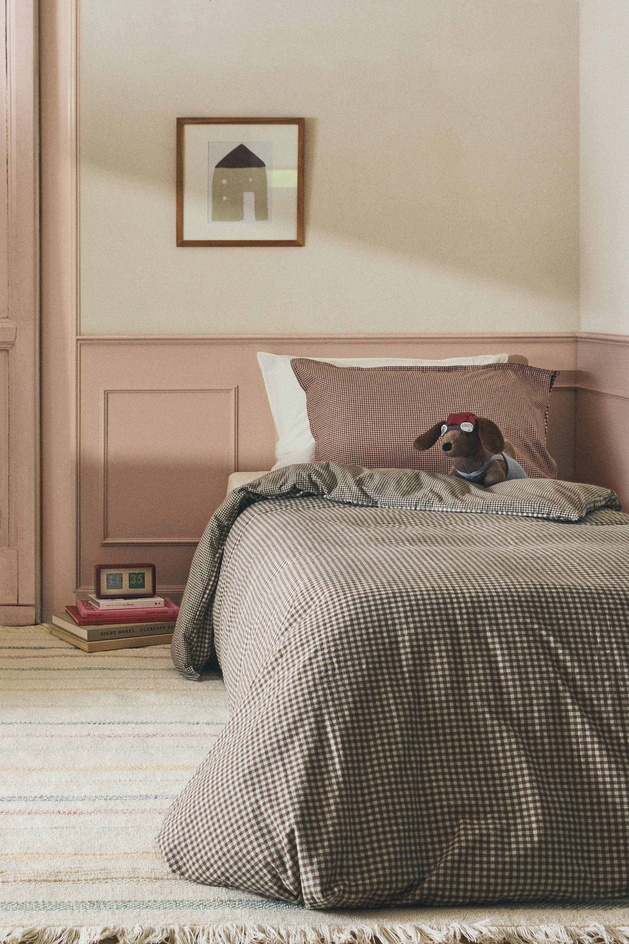 CHILDREN'S GINGHAM FLANNEL DUVET COVER