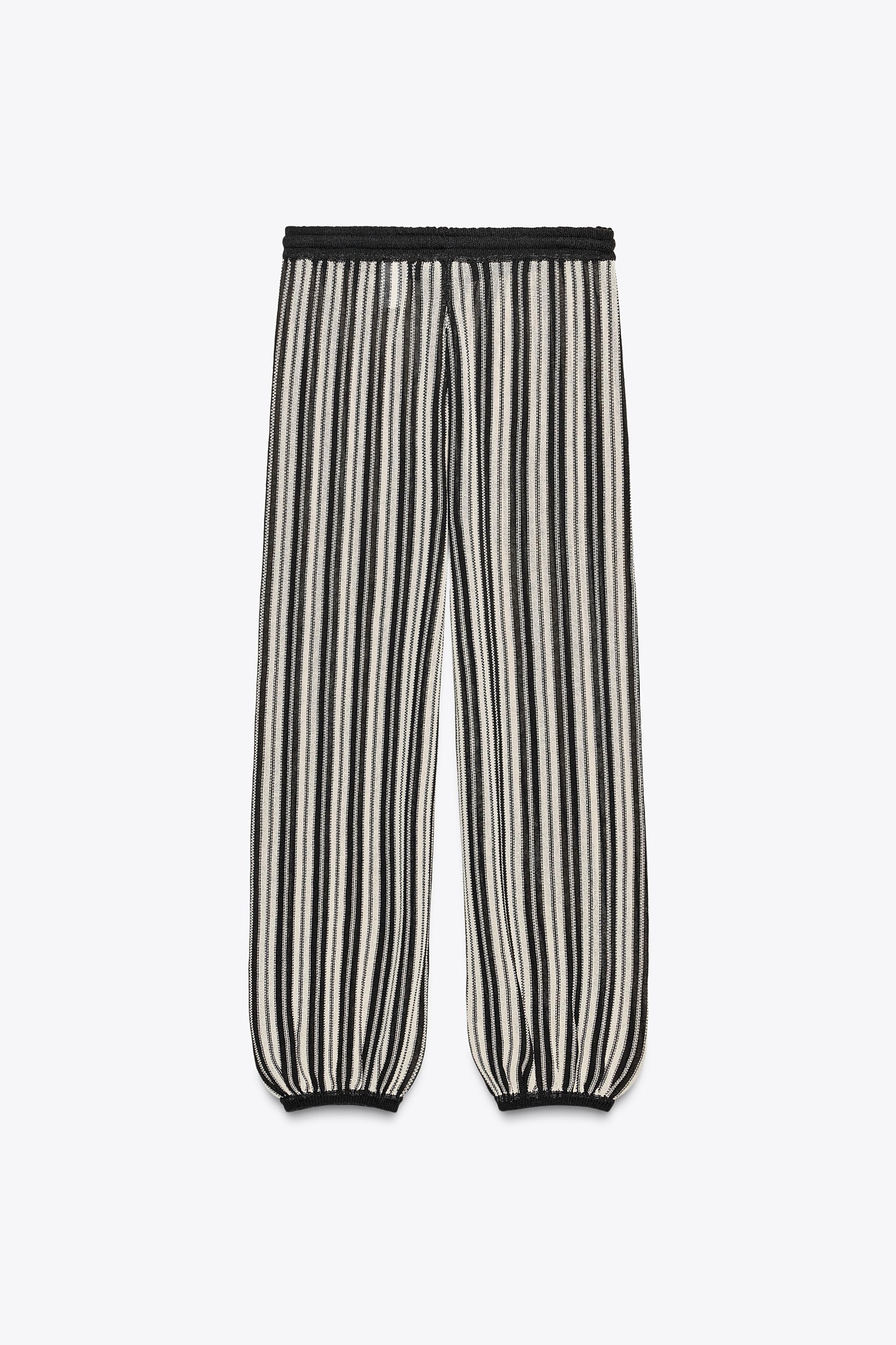STRIPED LINEN CUFFED HEM PANTS