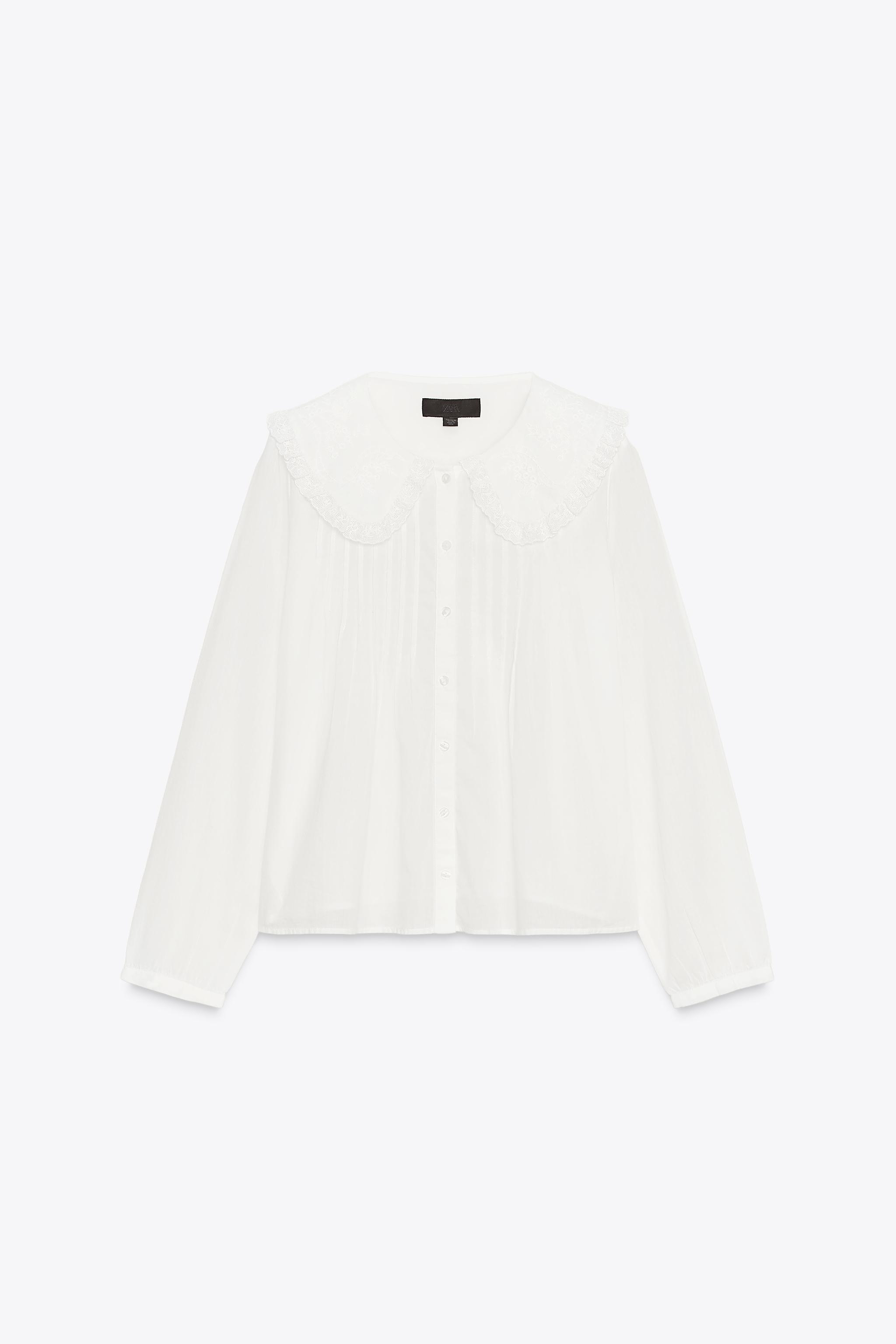 EMBROIDERED PETER PAN COLLAR SHIRT