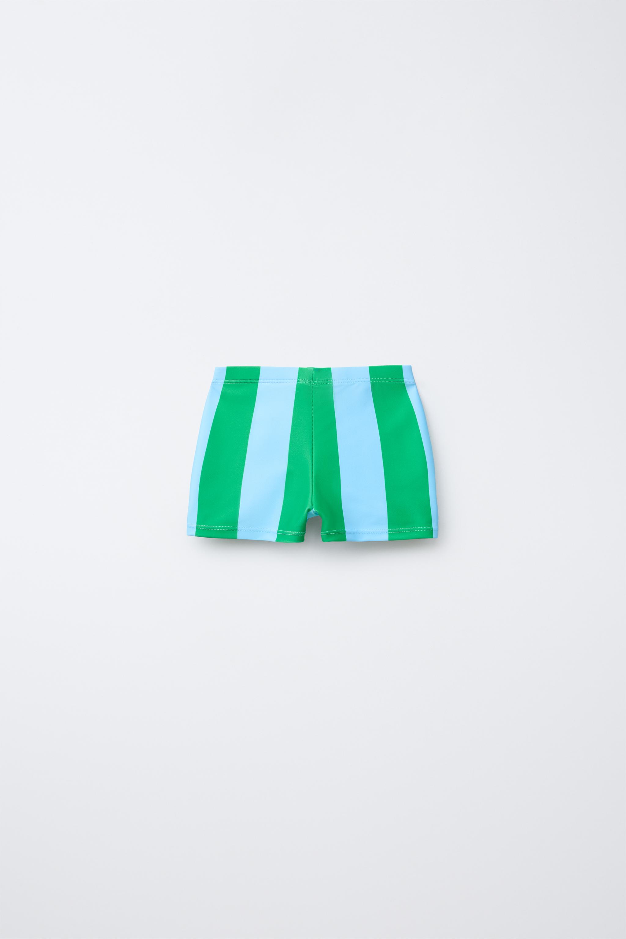 3-6 YEARS/STRIPED LEMON SWIM TRUNKS