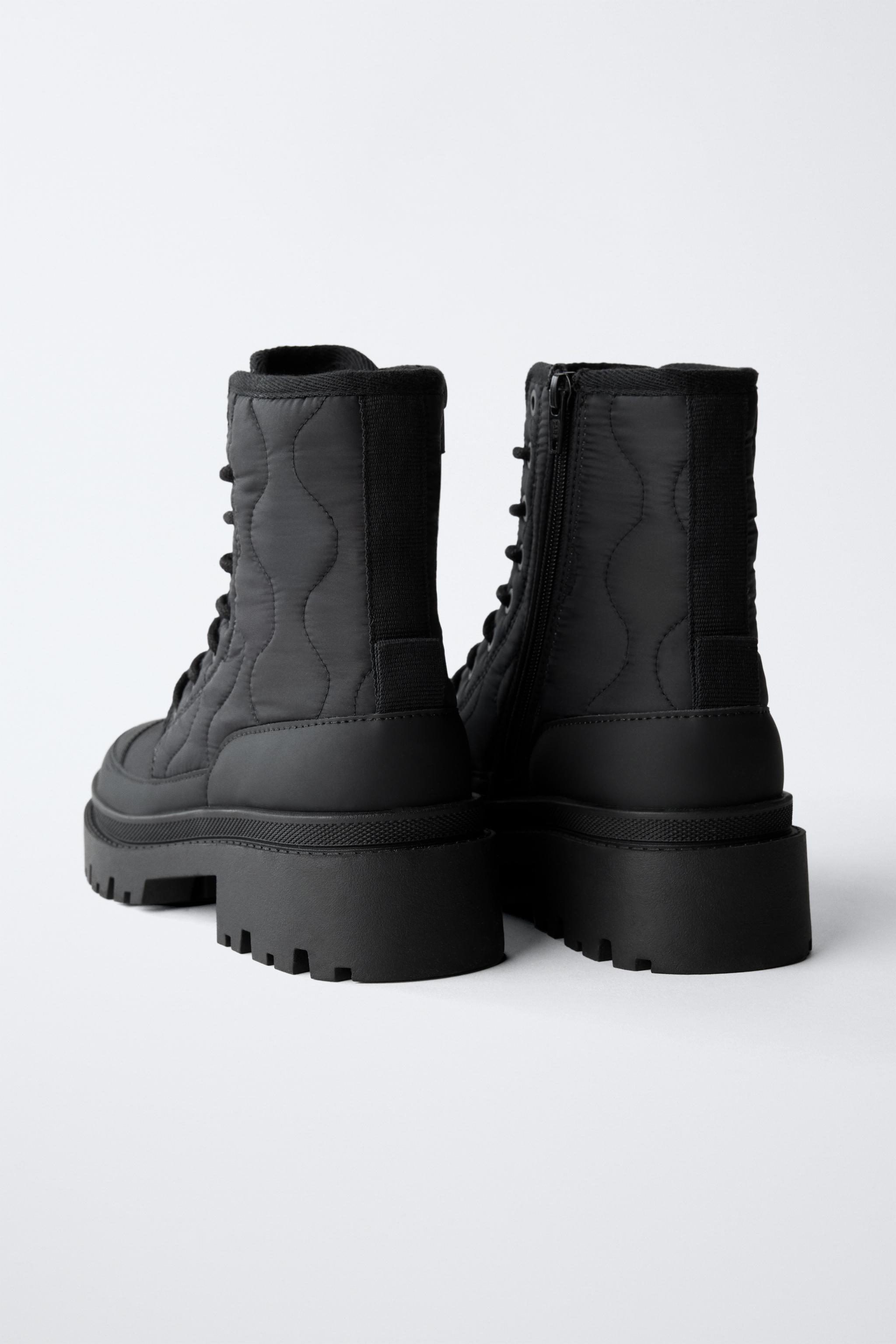 QUILTED LACED ANKLE BOOTS