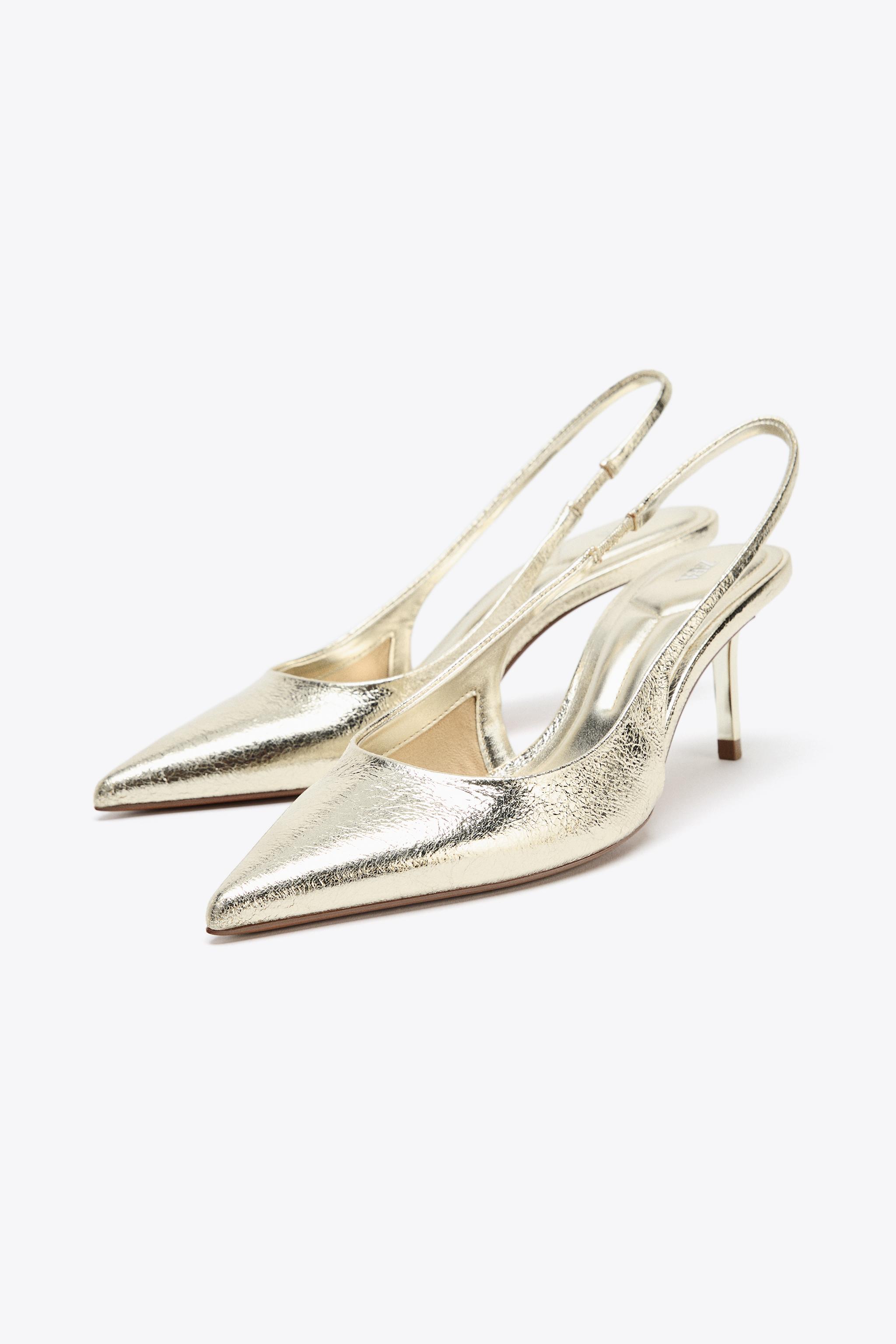METALLIC EFFECT SLINGBACK HEELS
