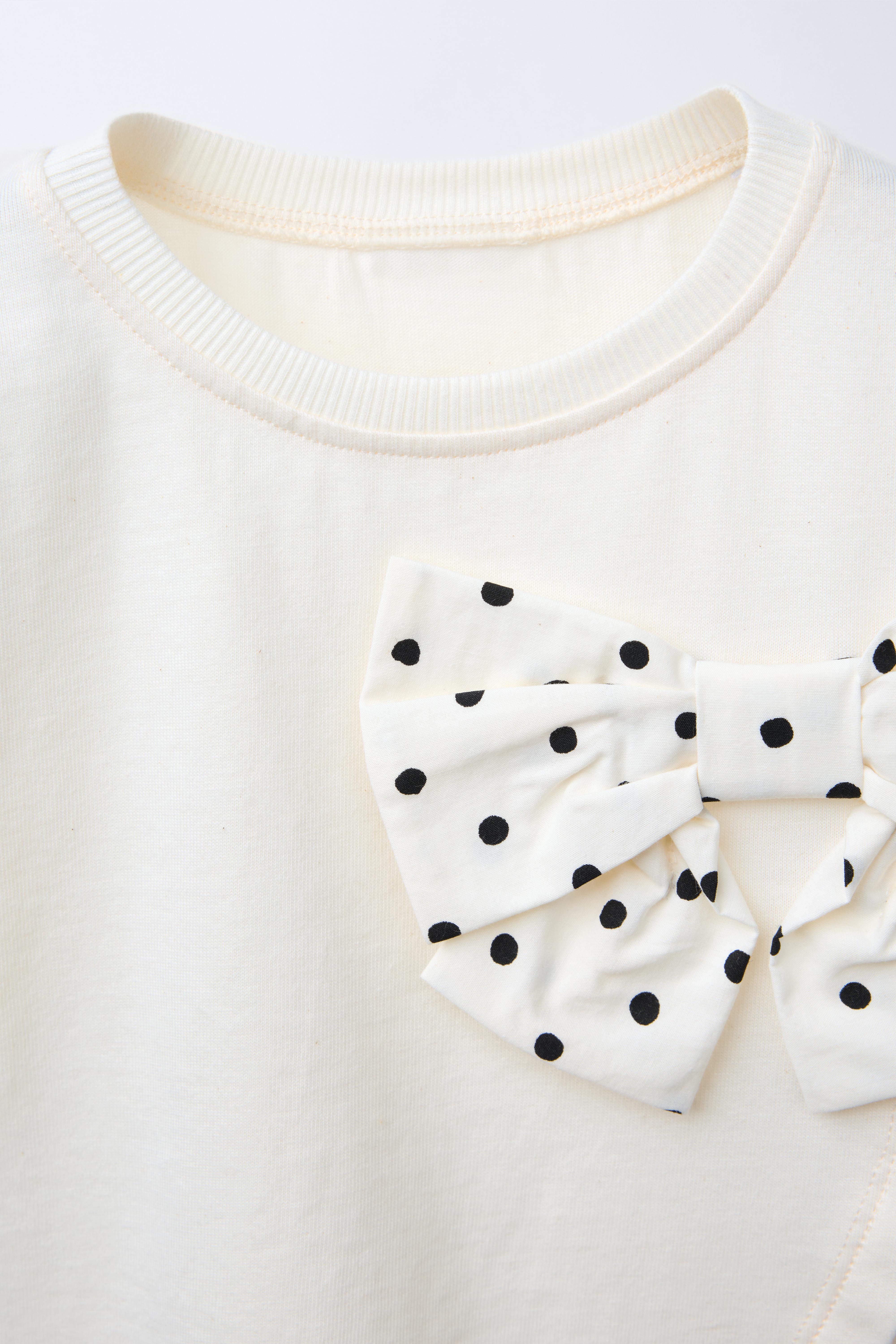 POLKA DOT COMBINATION BOW T-SHIRT