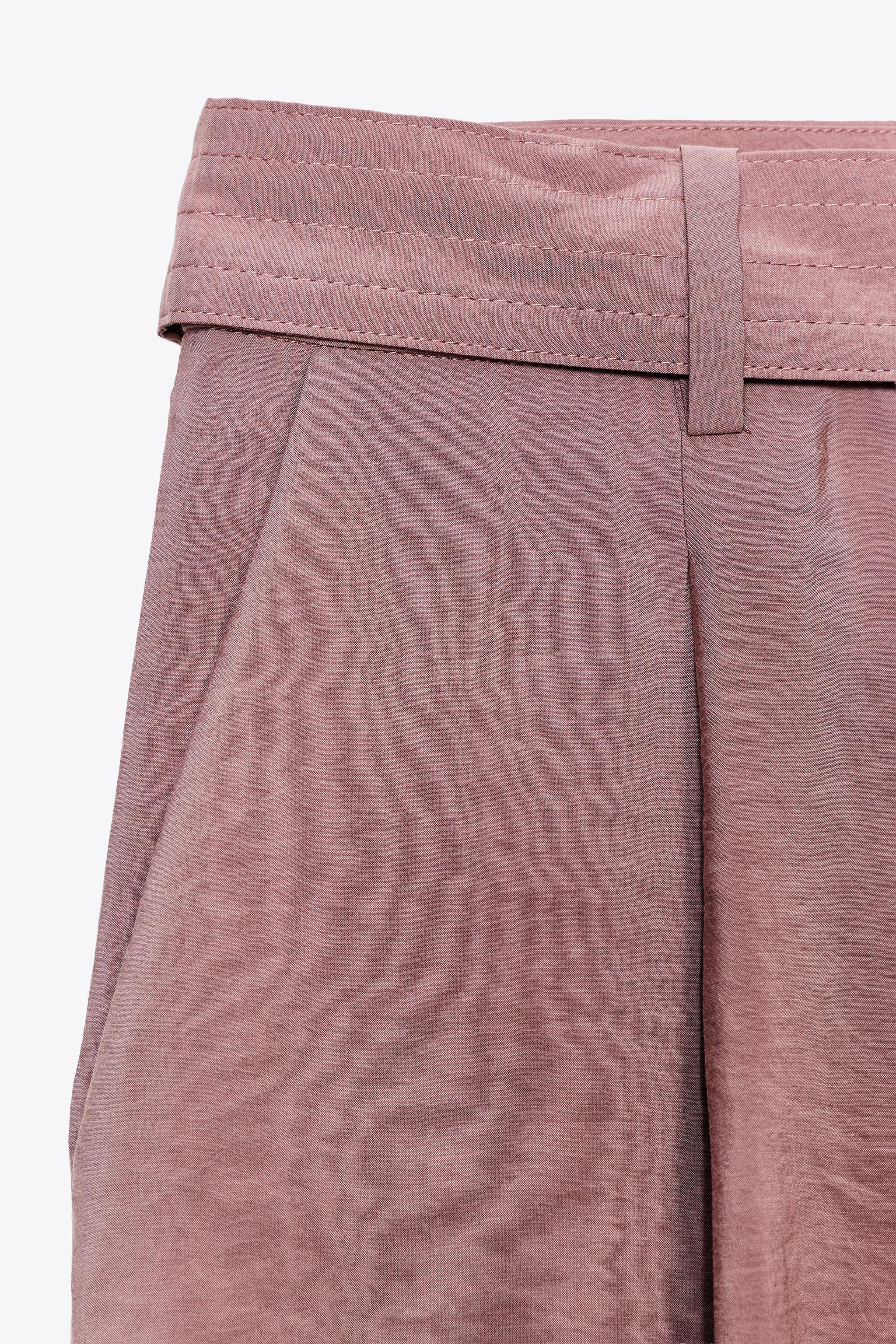 FLOWY WIDE LEG BELTED PANTS