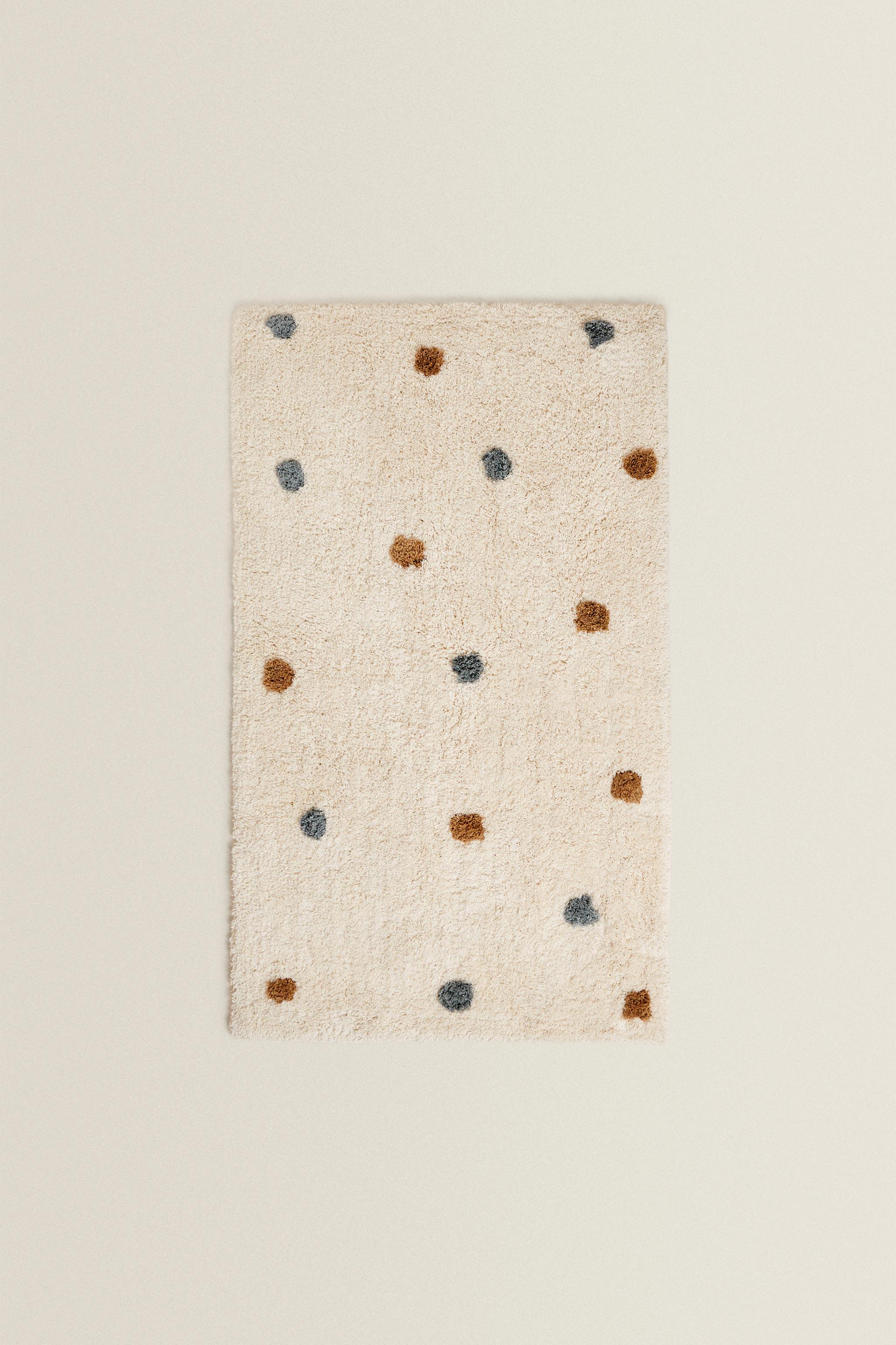 CHILDREN'S RECTANGULAR TEXTURED POLKA DOT AREA RUG