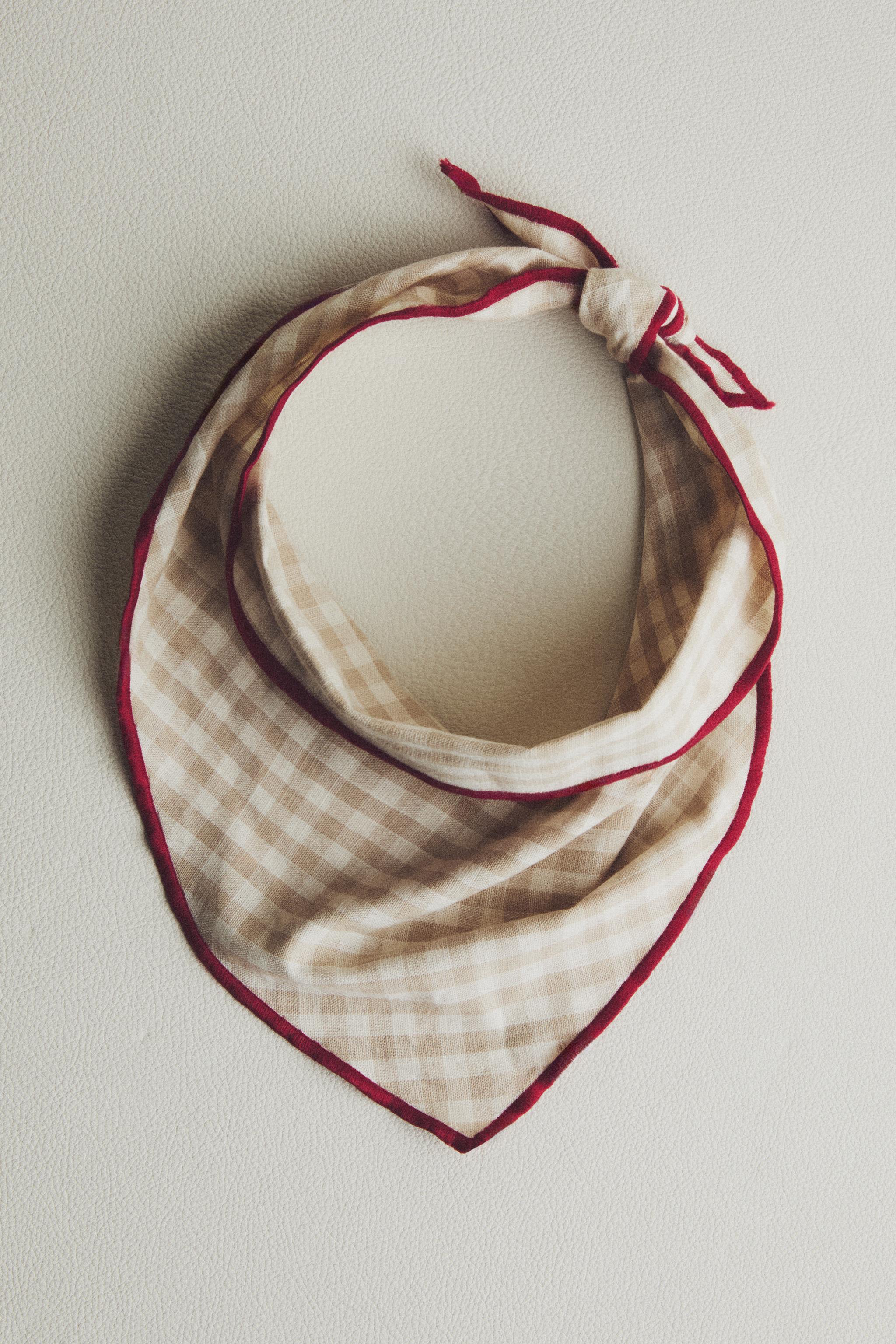 LINEN COTTON CHECKED PET BANDANA