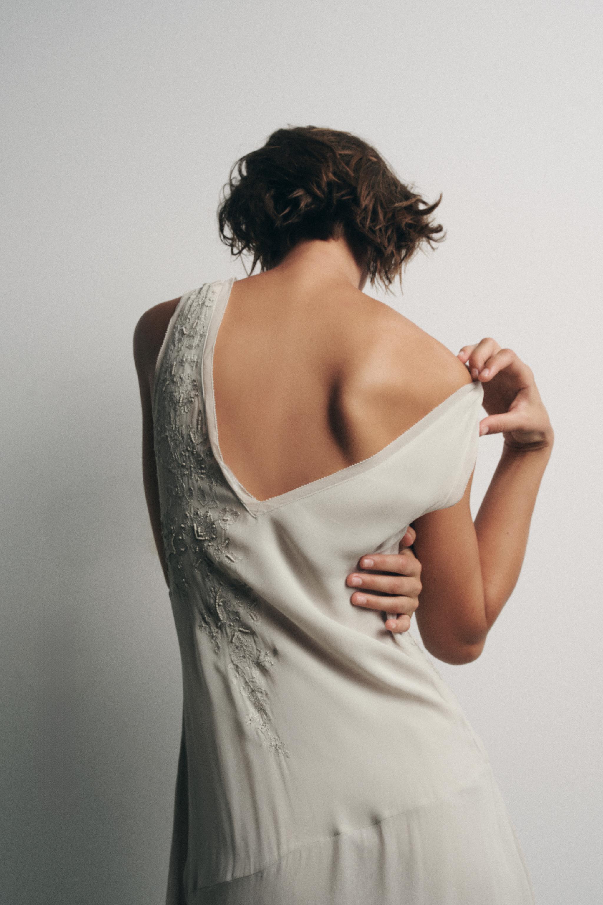 GEORGETTE DRESS WITH EMBROIDERY AND BEADING