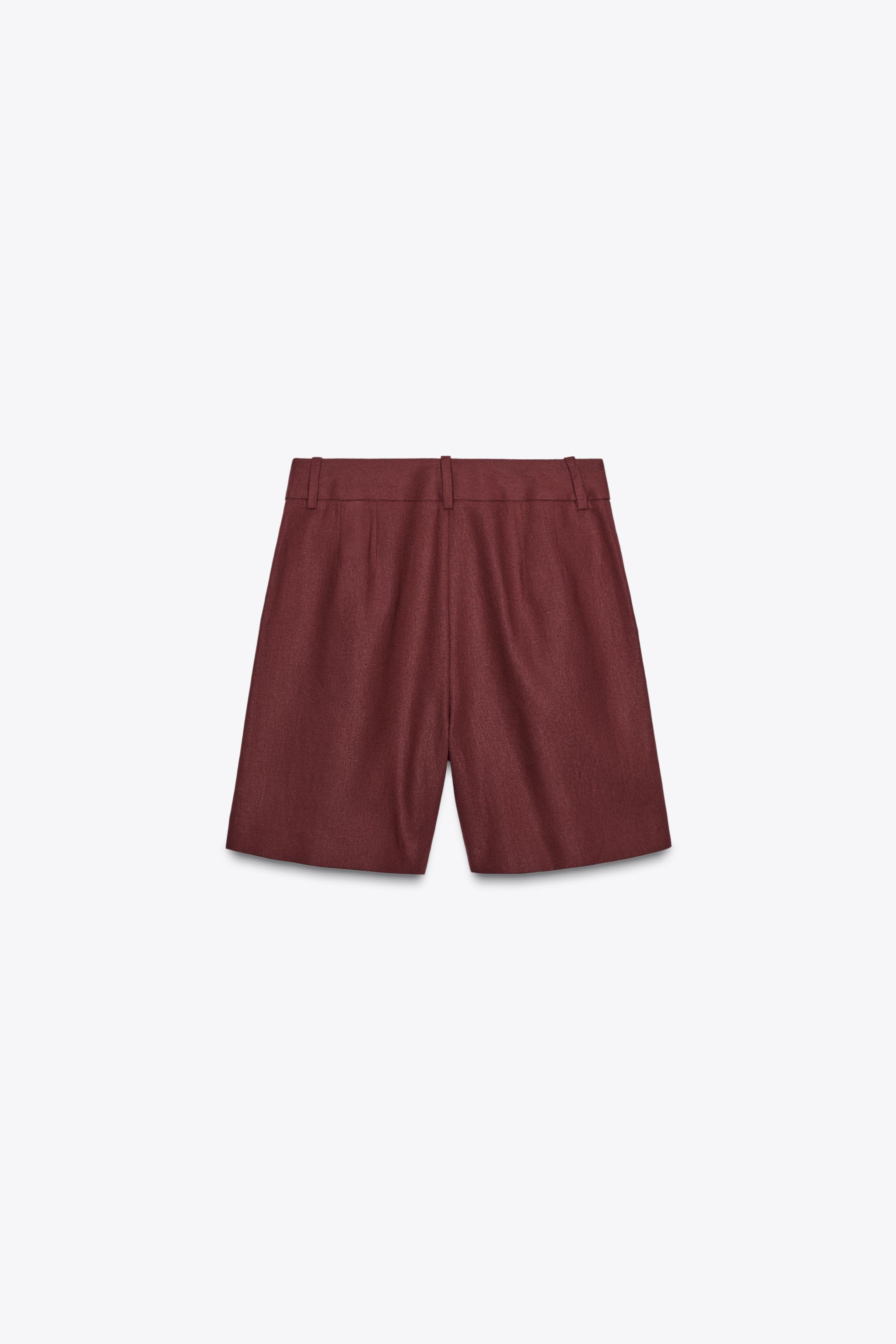 PLEATED LINEN BERMUDA SHORTS