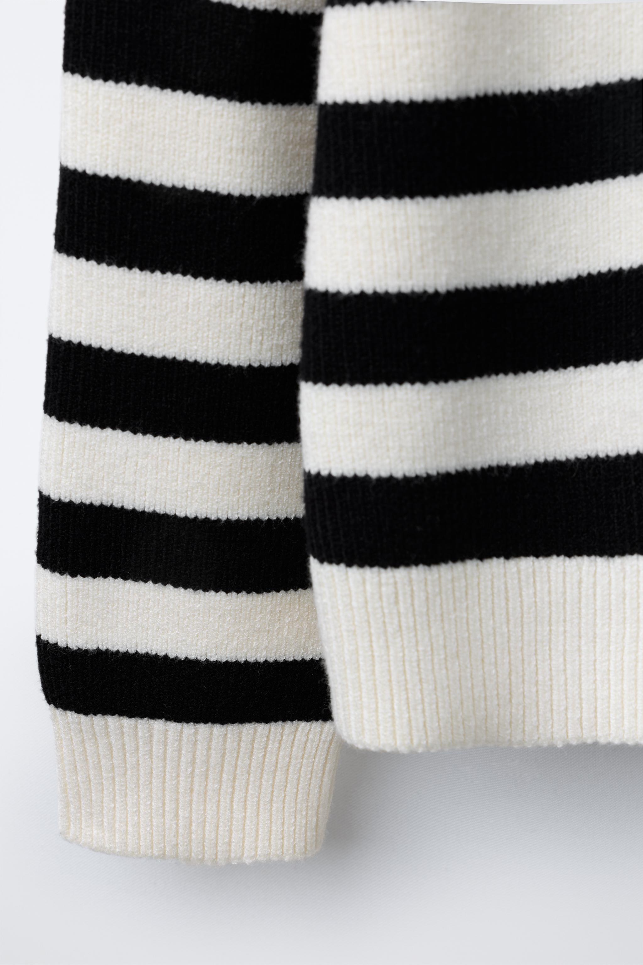 STRIPED KNIT ZIP-UP SWEATER