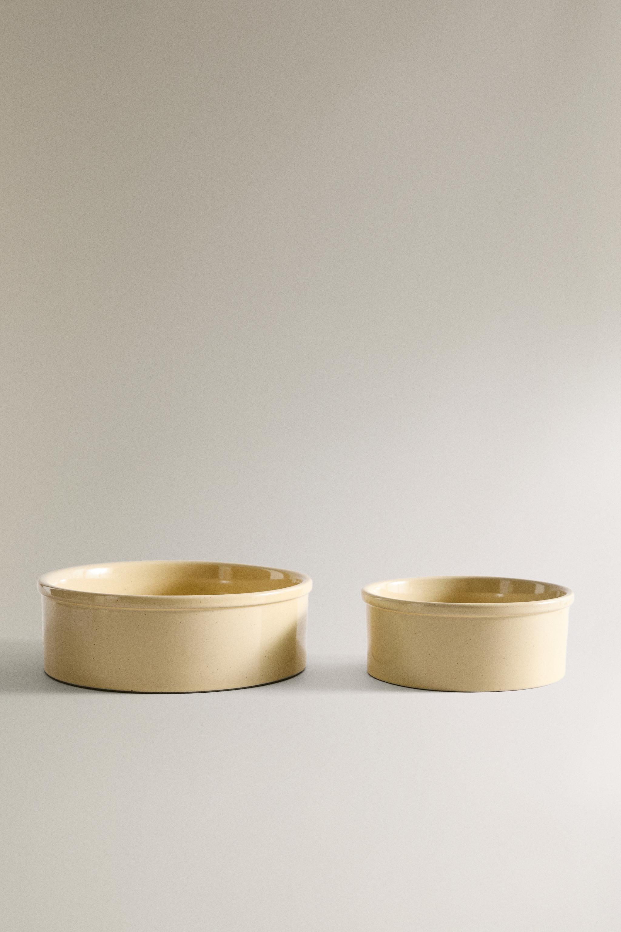 STONEWARE PET FOOD BOWL