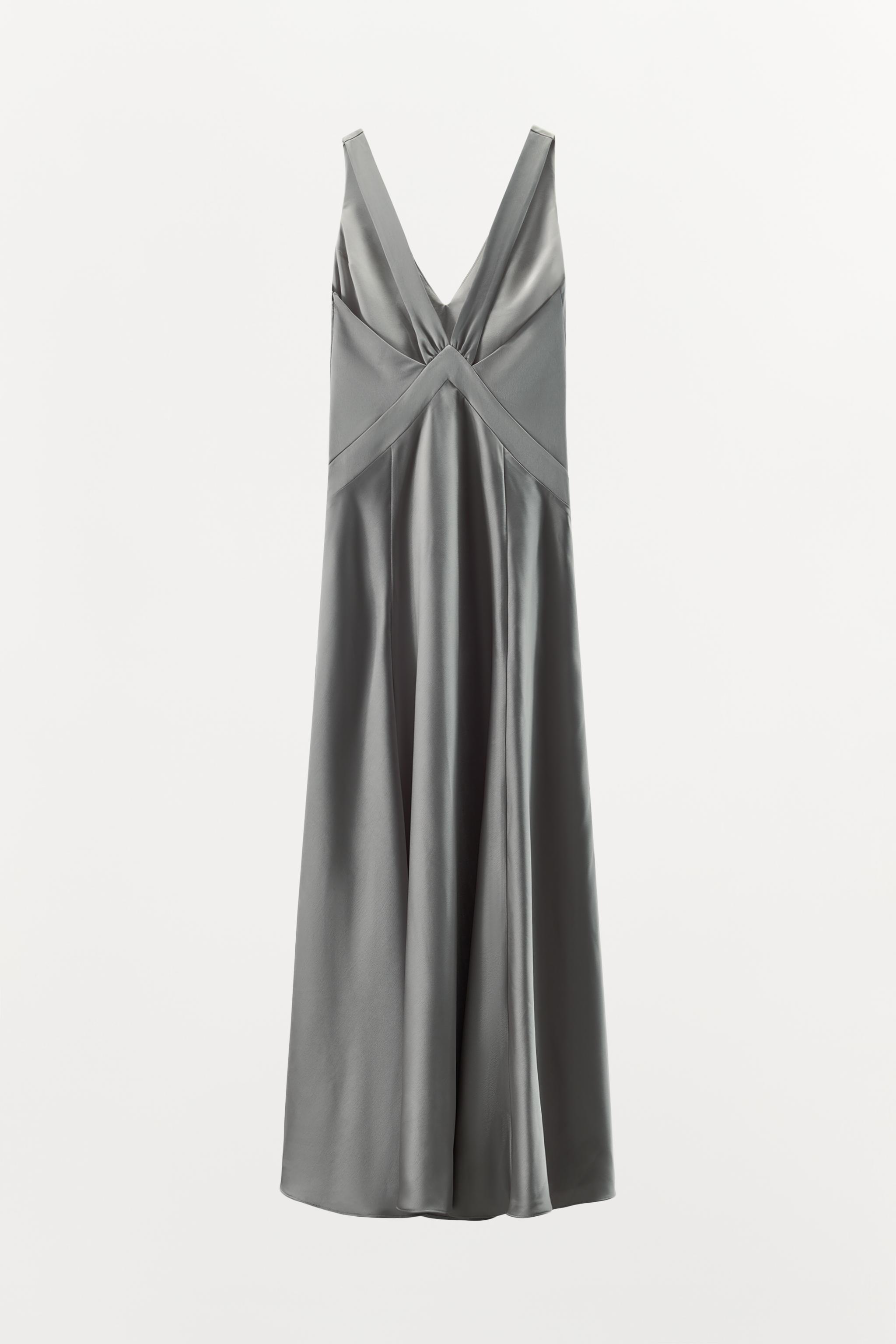LONG SATIN EFFECT DRESS