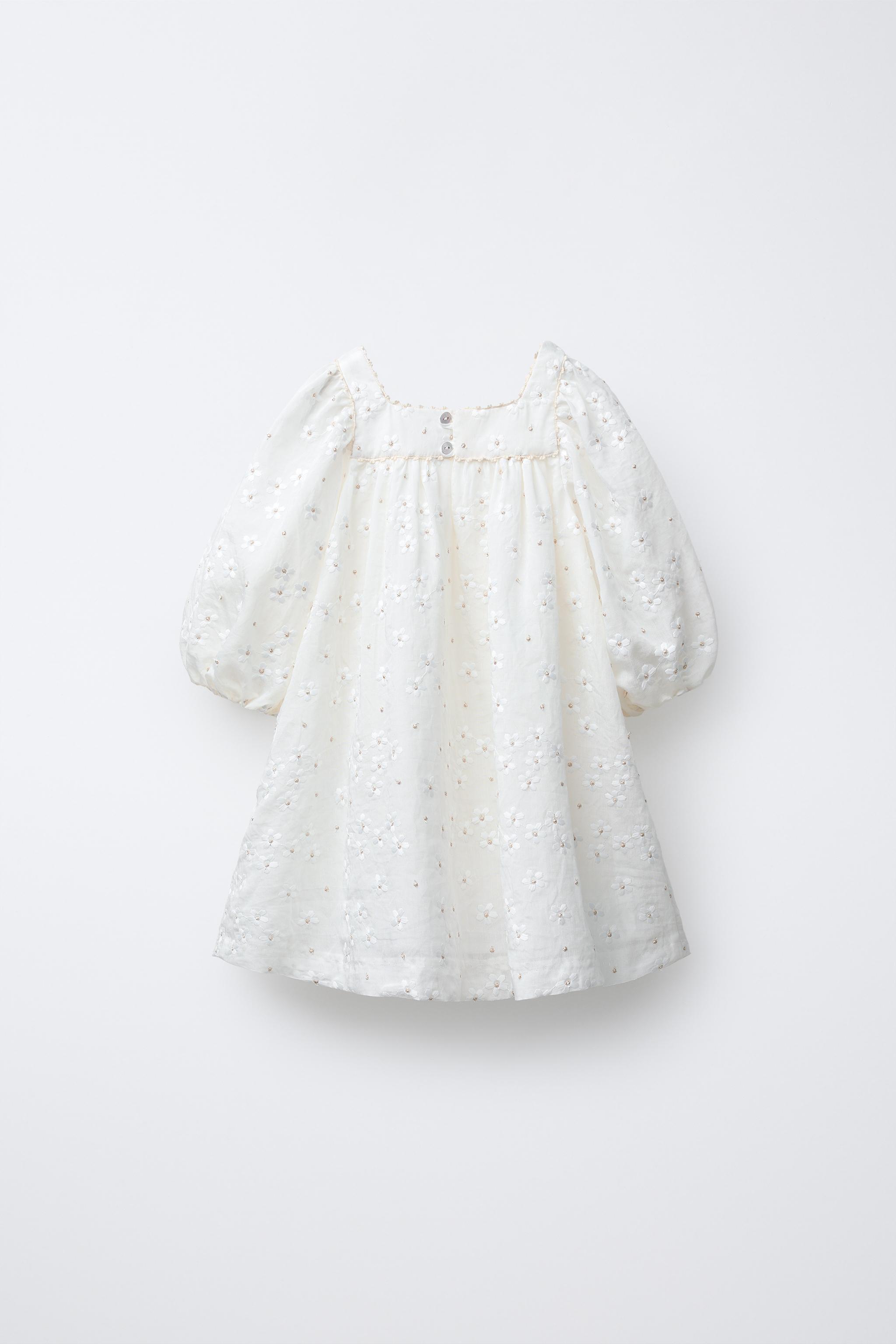 EMBROIDERED DAISY ORGANZA DRESS