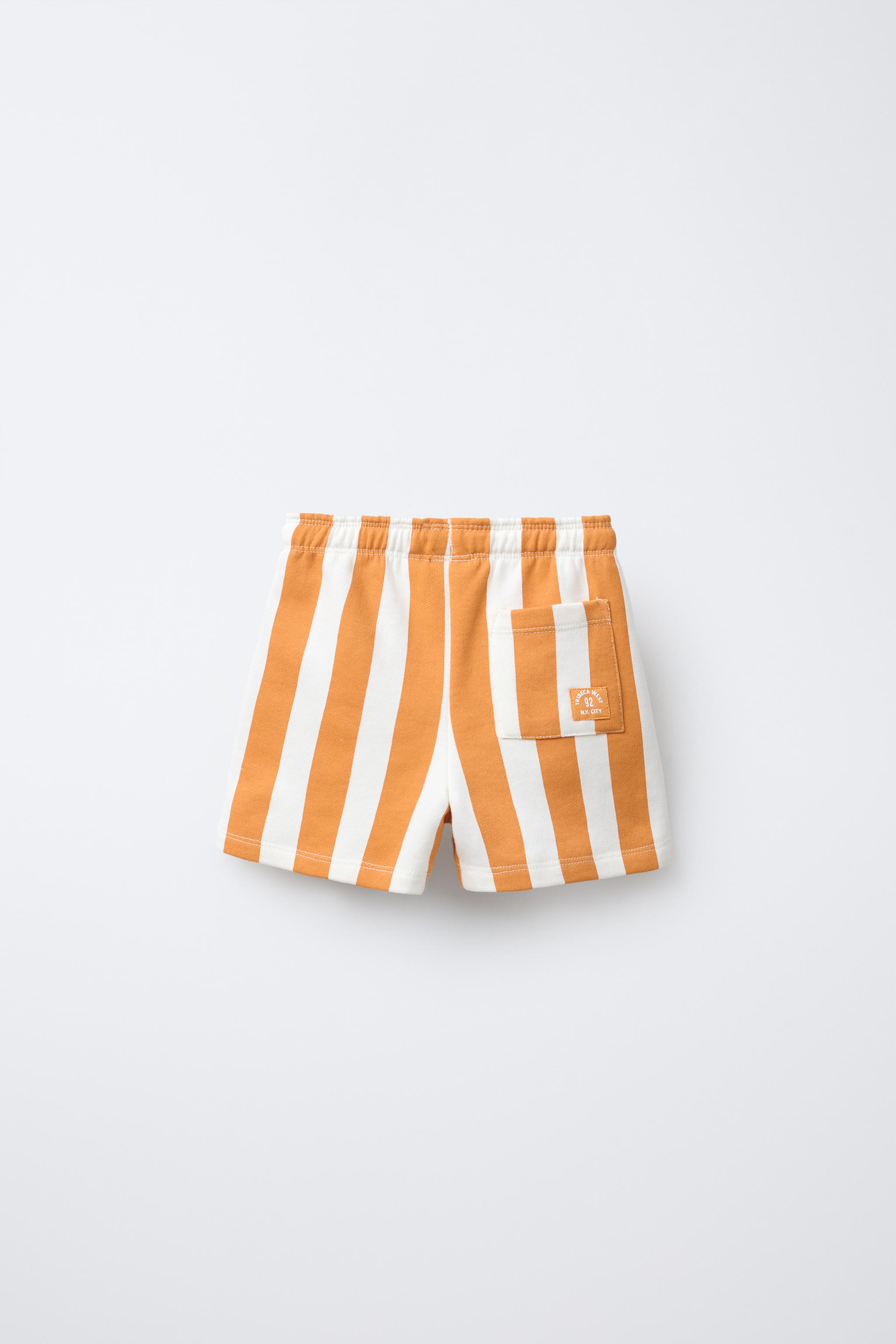 STRIPED STRAIGHT PLUSH SHORTS