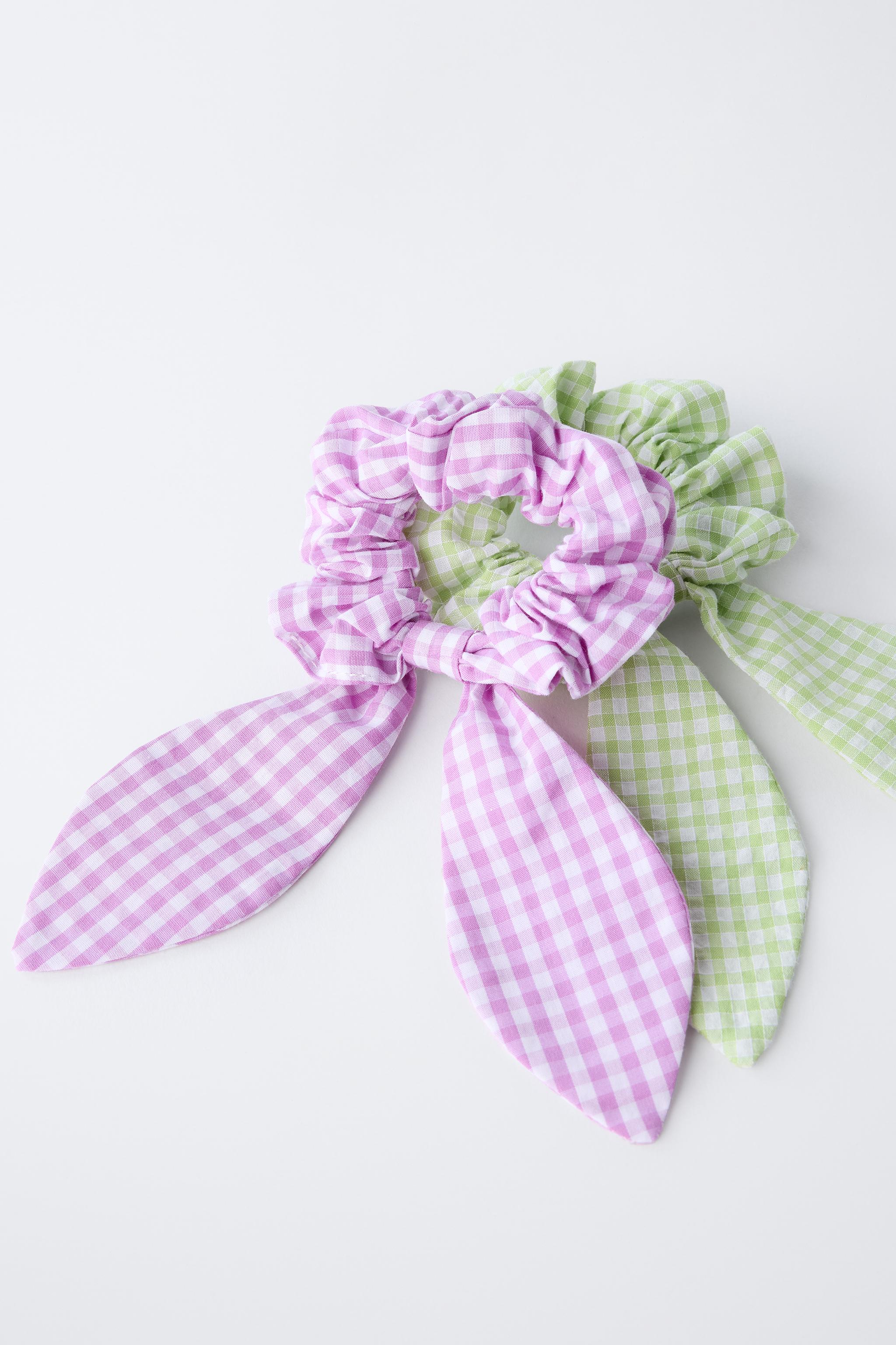 TWO-PACK OF GINGHAM BOW SCRUNCHIES