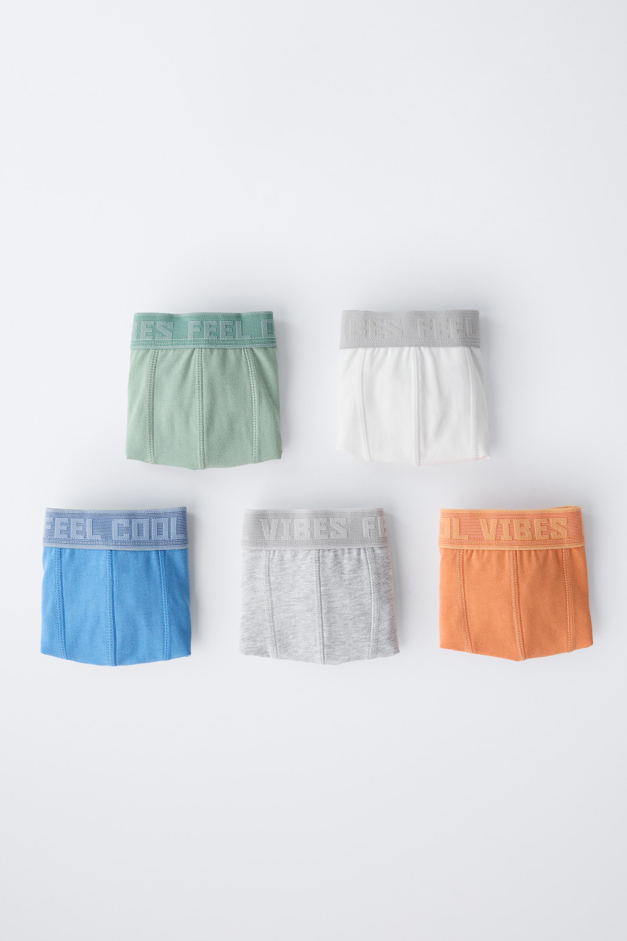 AGES 6-14 / FIVE-PACK OF TEXT BOXERS