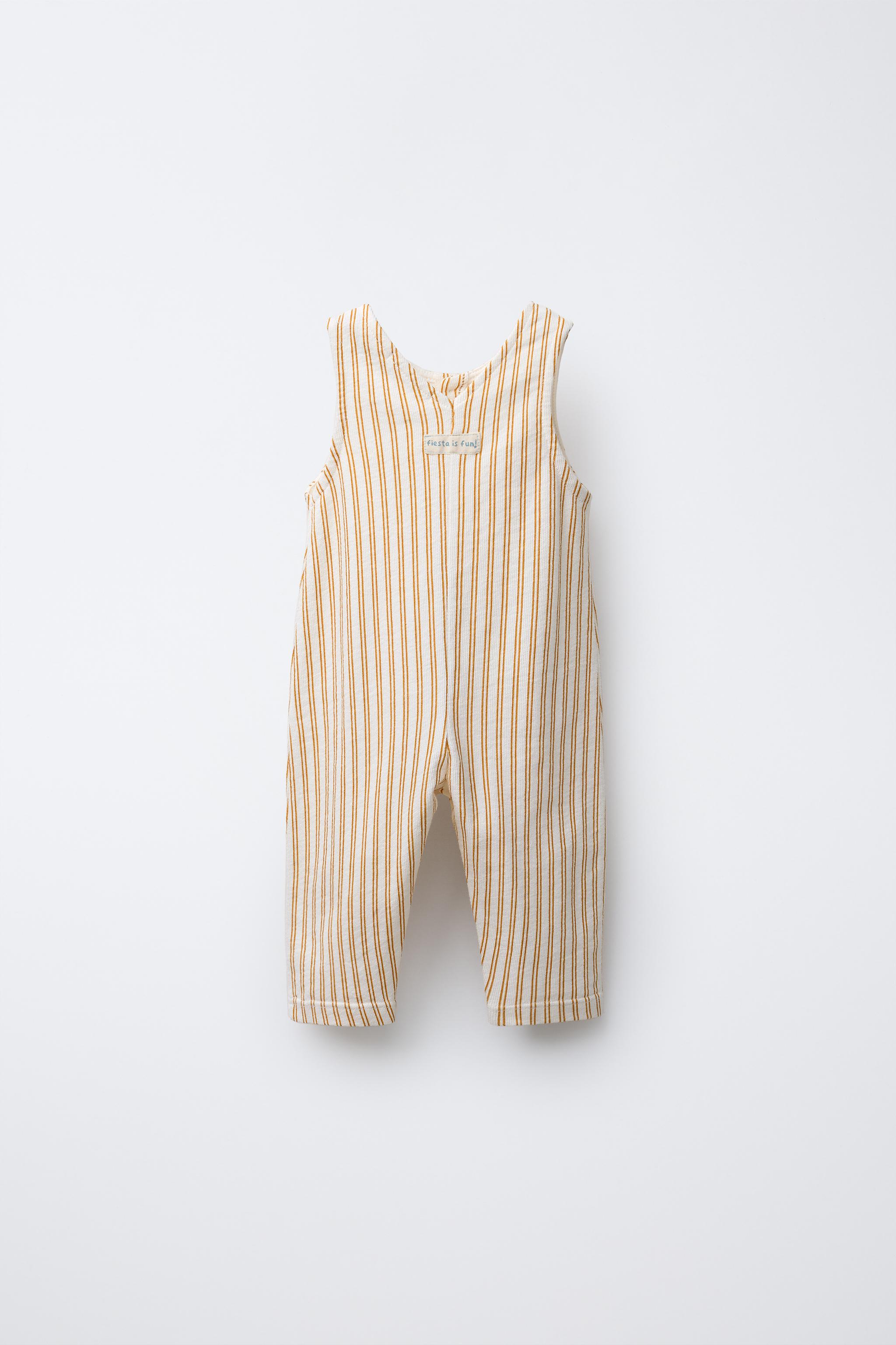 STRIPED OVERALLS WITH LABEL