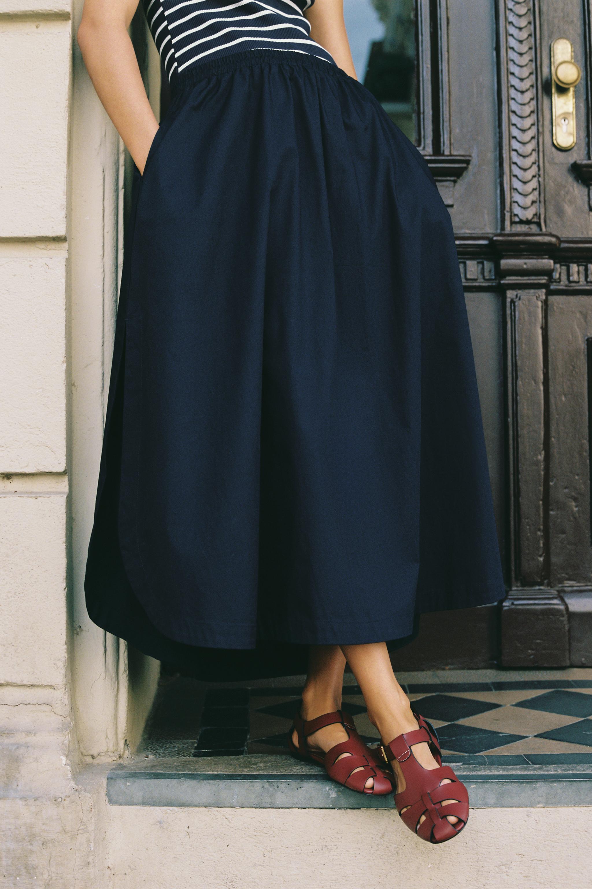 COMBINED POPLIN MIDI DRESS