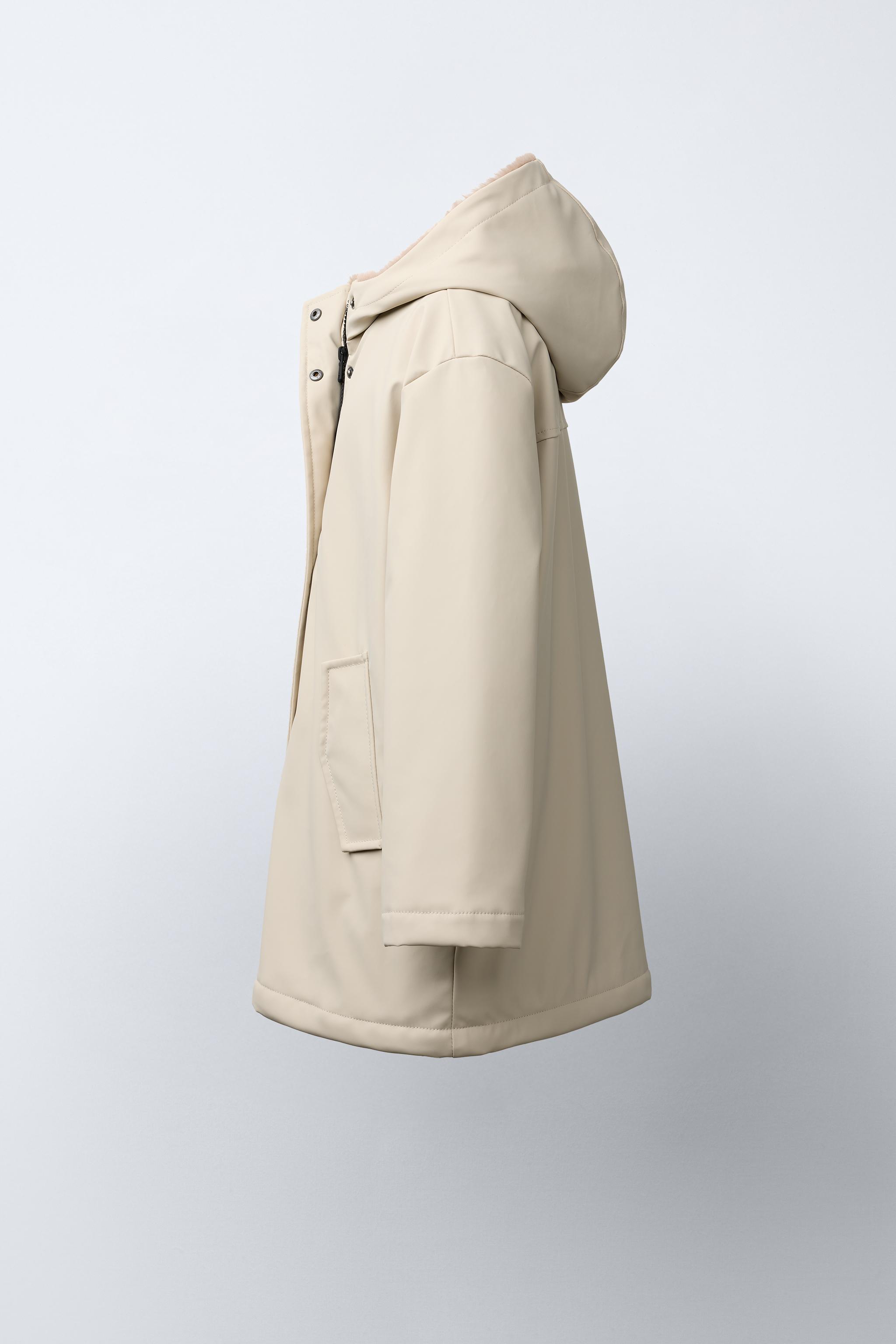 WATER REPELLENT FAUX FUR LINED RUBBERIZED JACKET