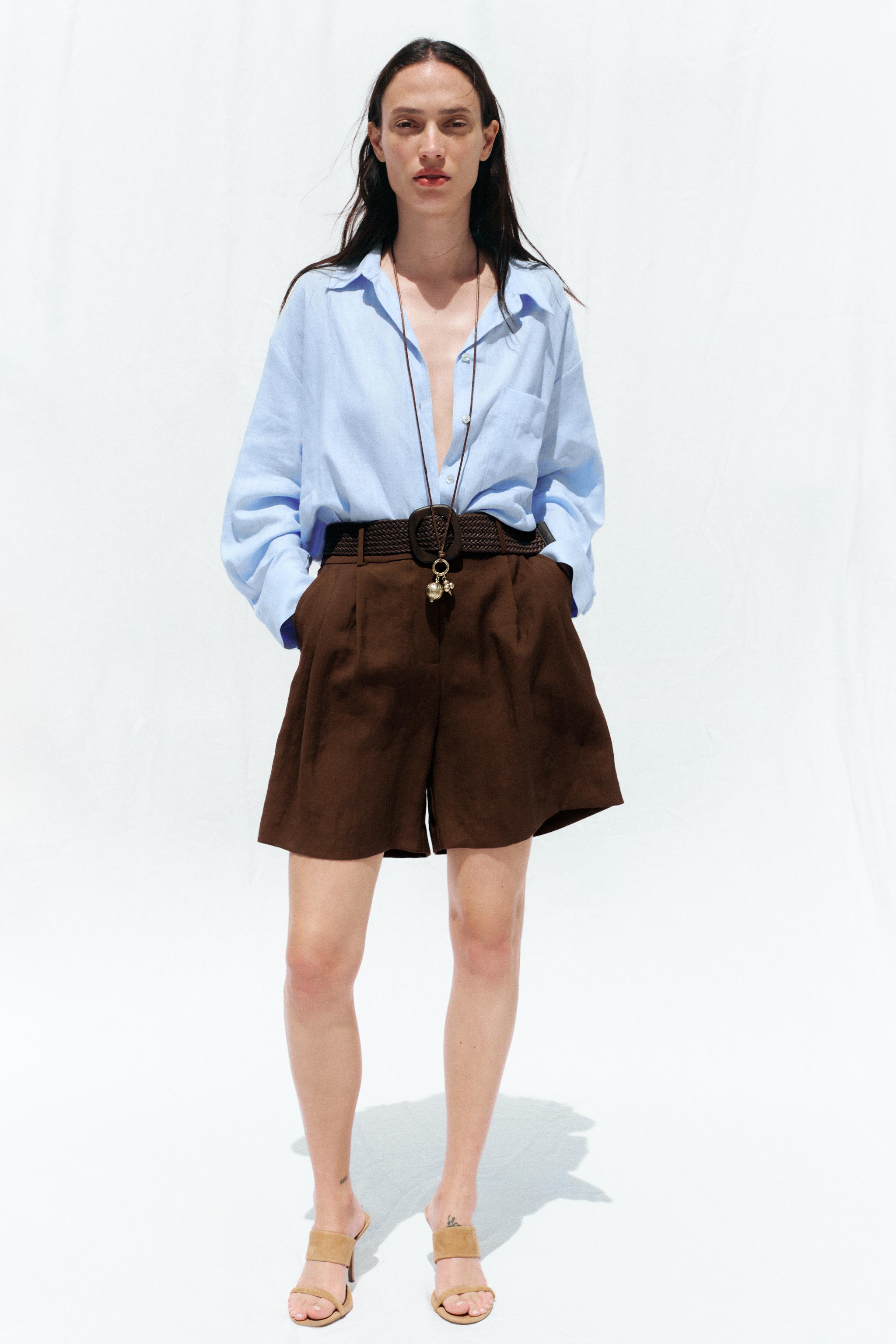 PLEATED BELT SHORTS