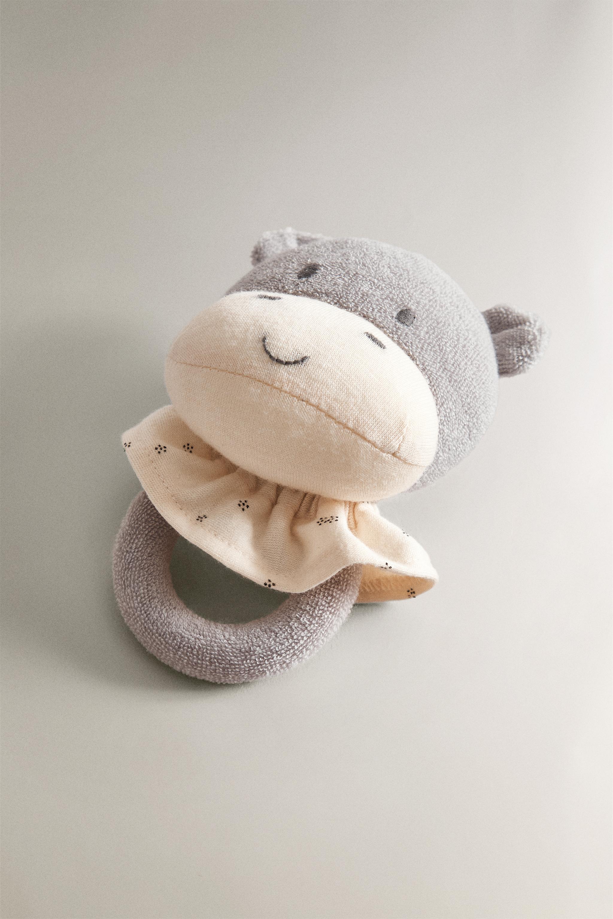 CHILDREN'S HIPPOPOTAMUS PLUSH TOY RATTLE