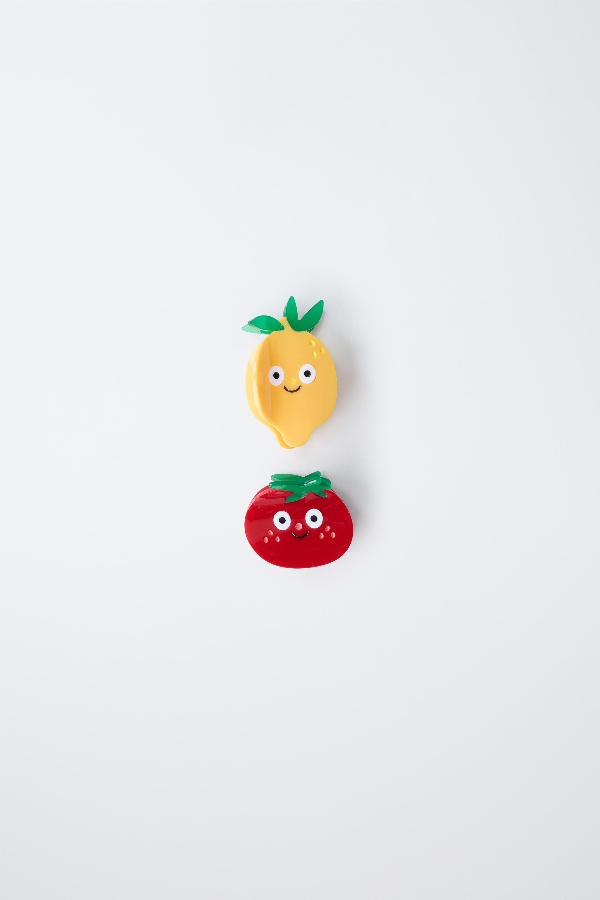 TWO-PACK OF TOMATO AND LEMON HAIR CLIPS