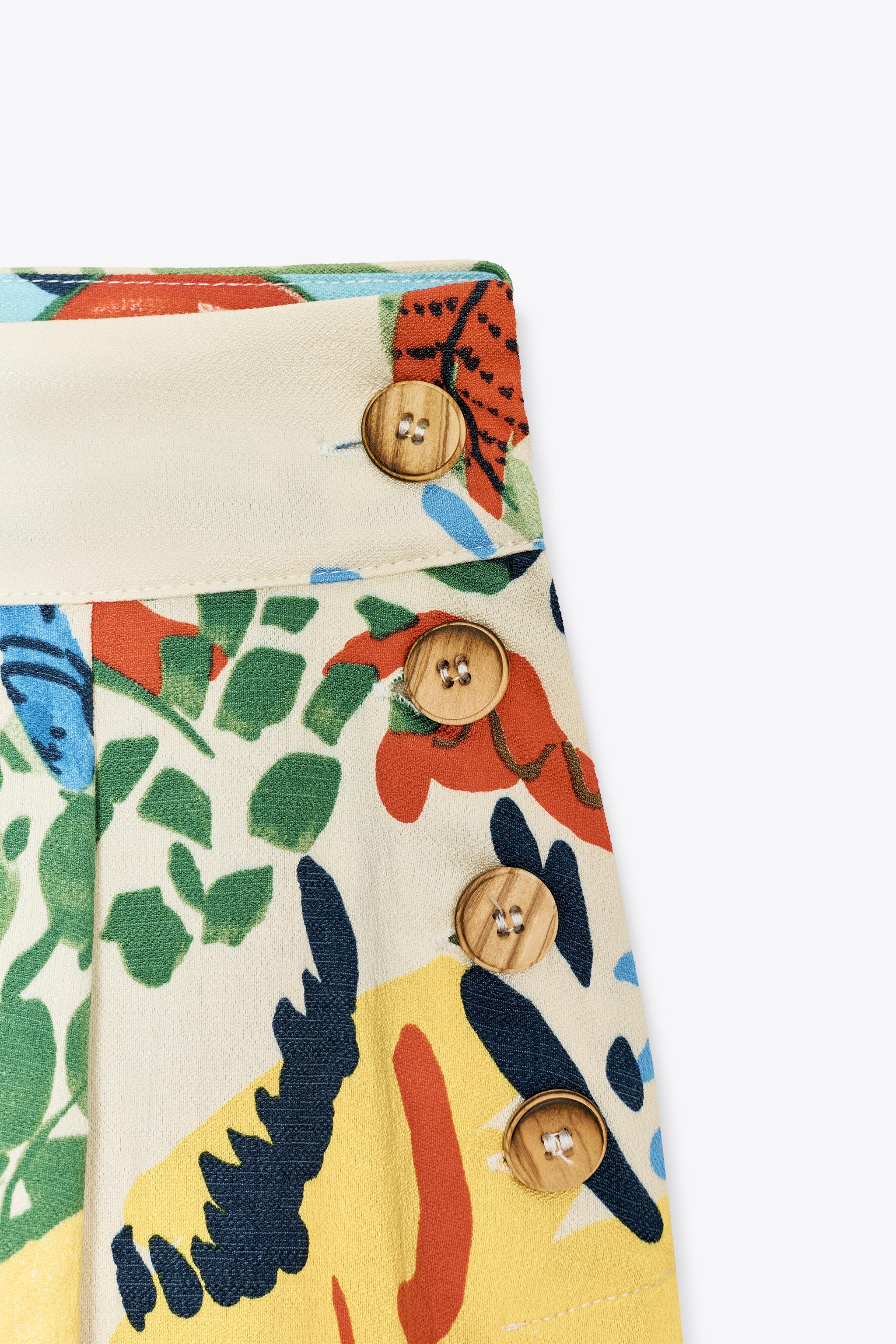 TROPICAL PRINT LAYERED MIDI SKIRT