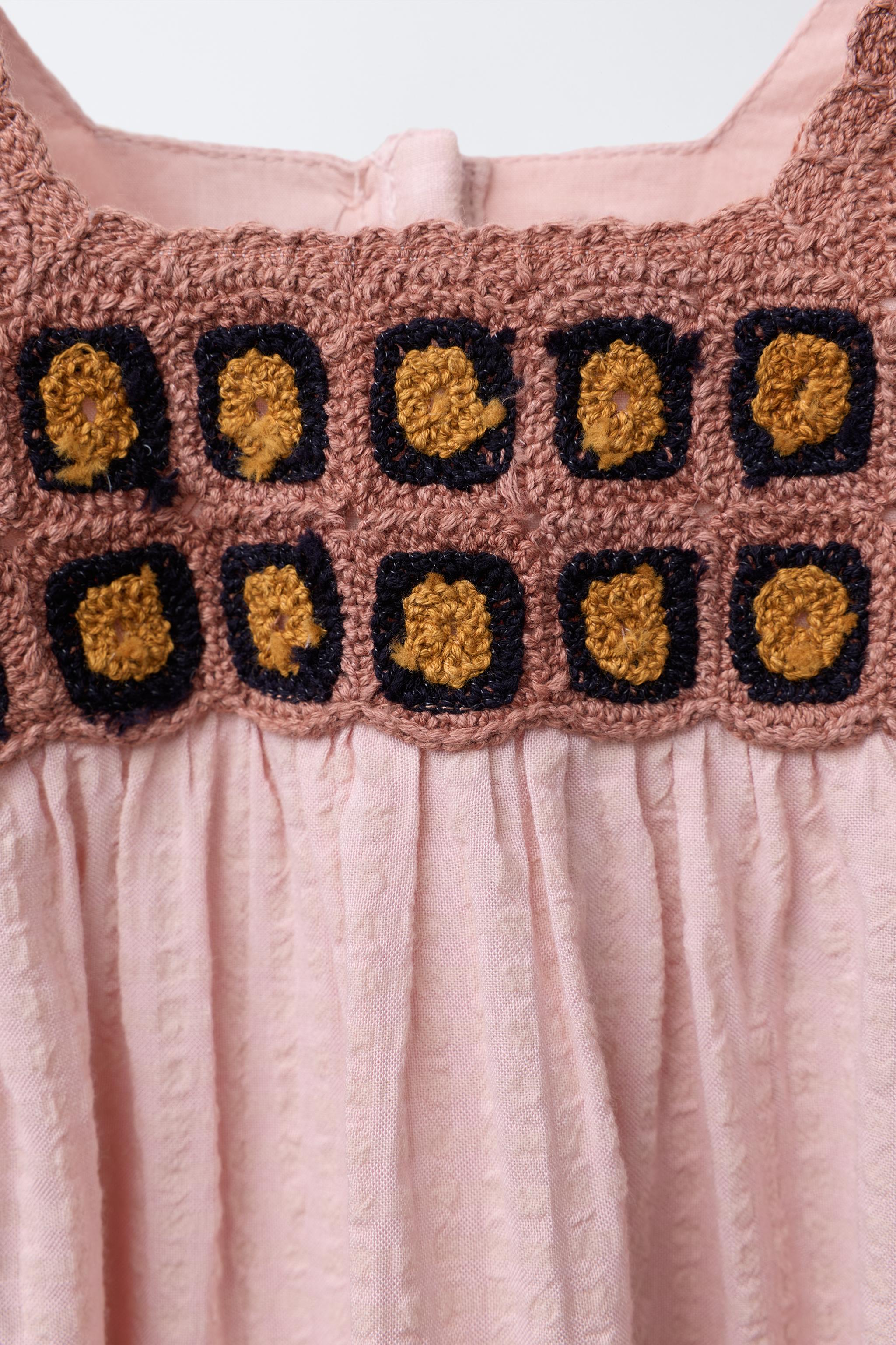 CROCHET KNIT DETAIL DRESS