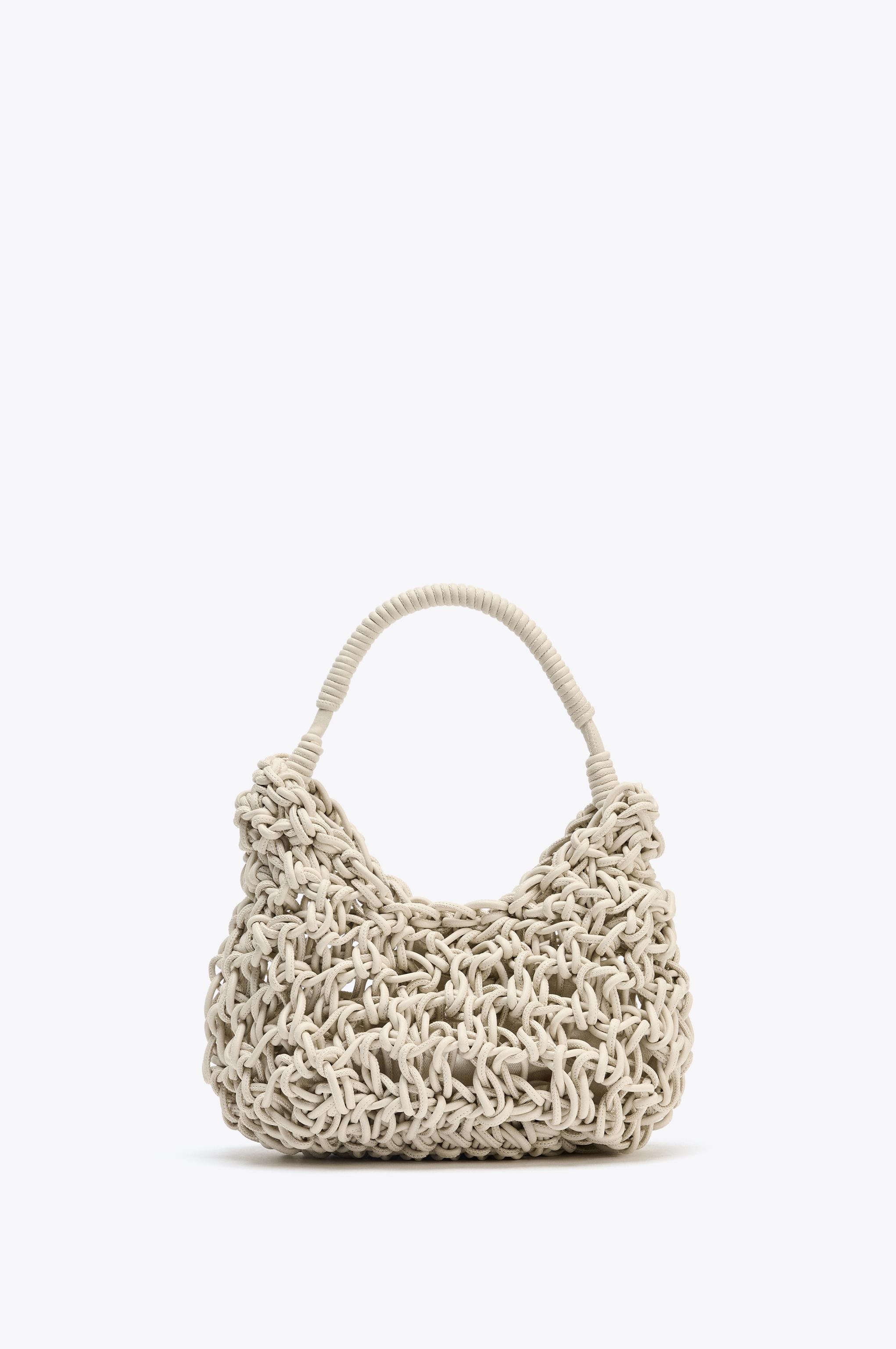 TOPSTITCHED WOVEN HANDBAG