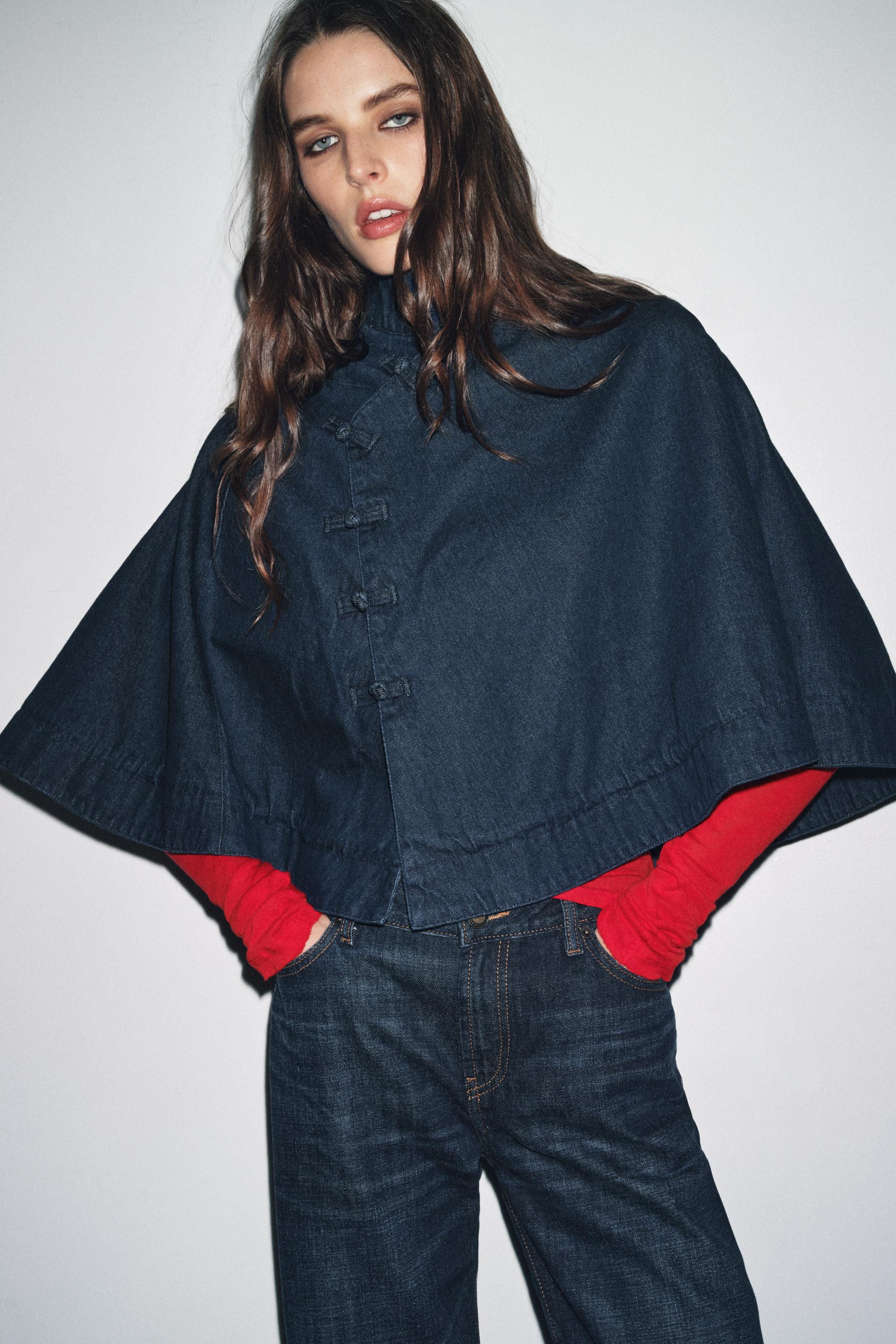 DENIM TOGGLE CAPE