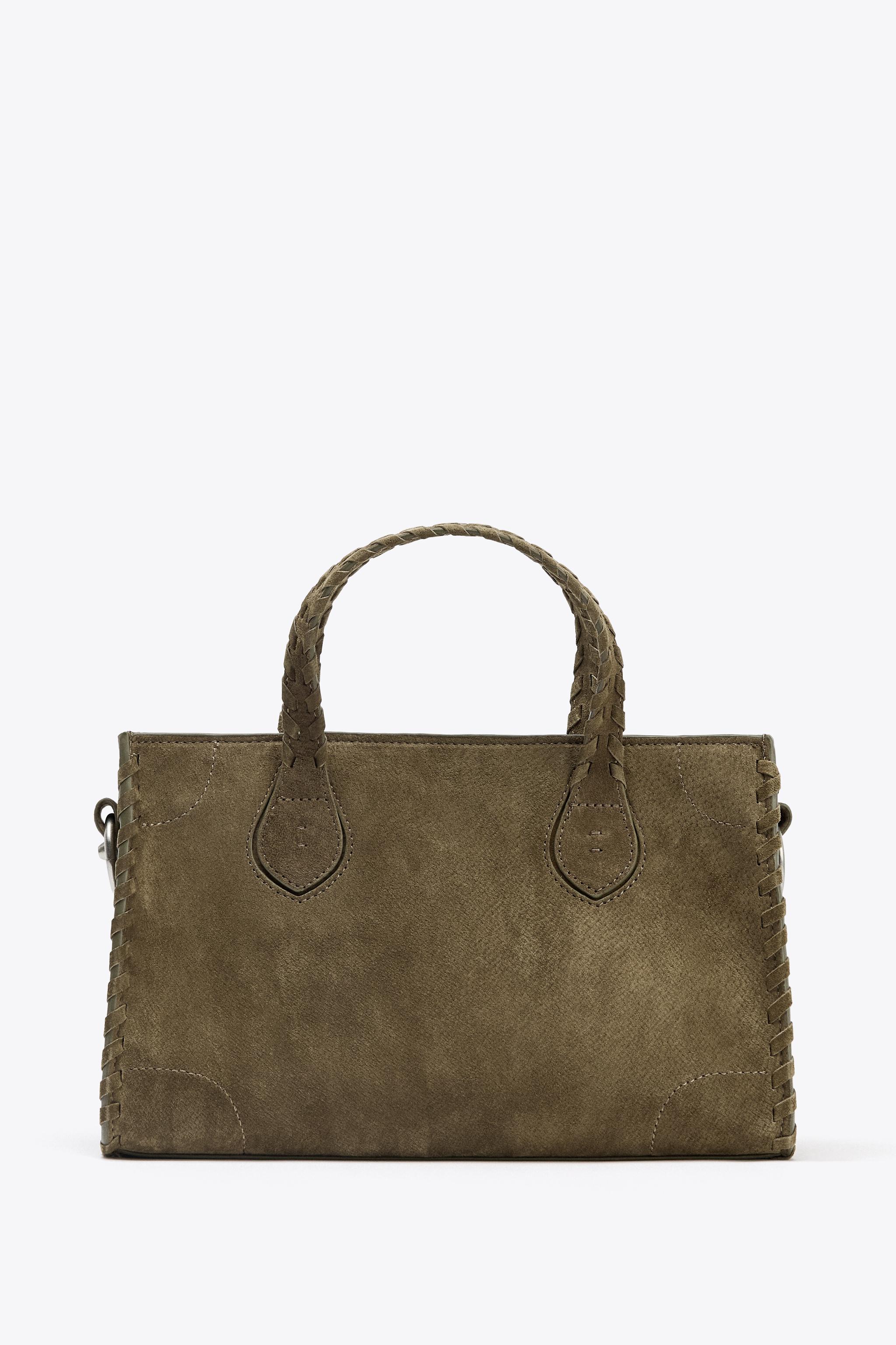 BRAIDED SPLIT LEATHER CITY BAG