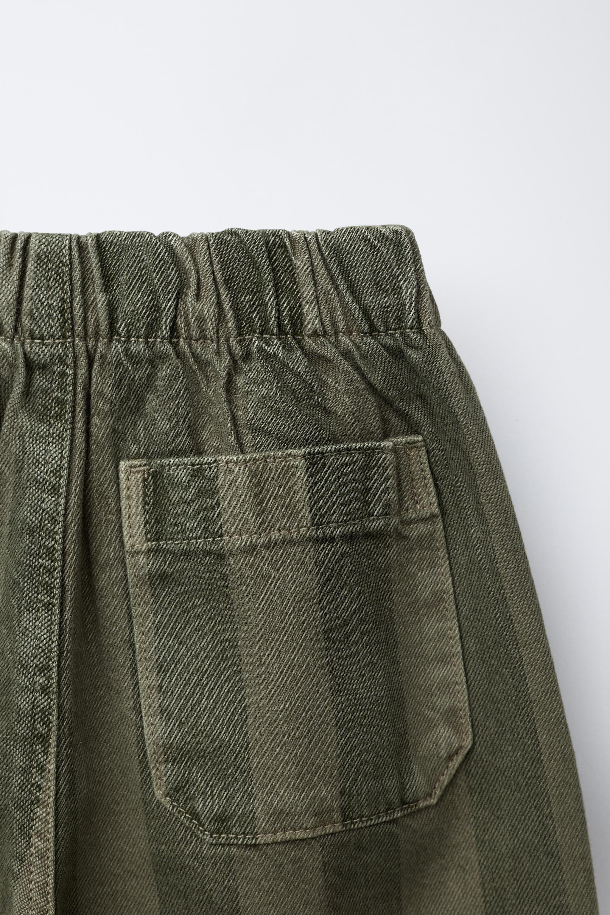 STRIPED TWILL BALLOON PANTS